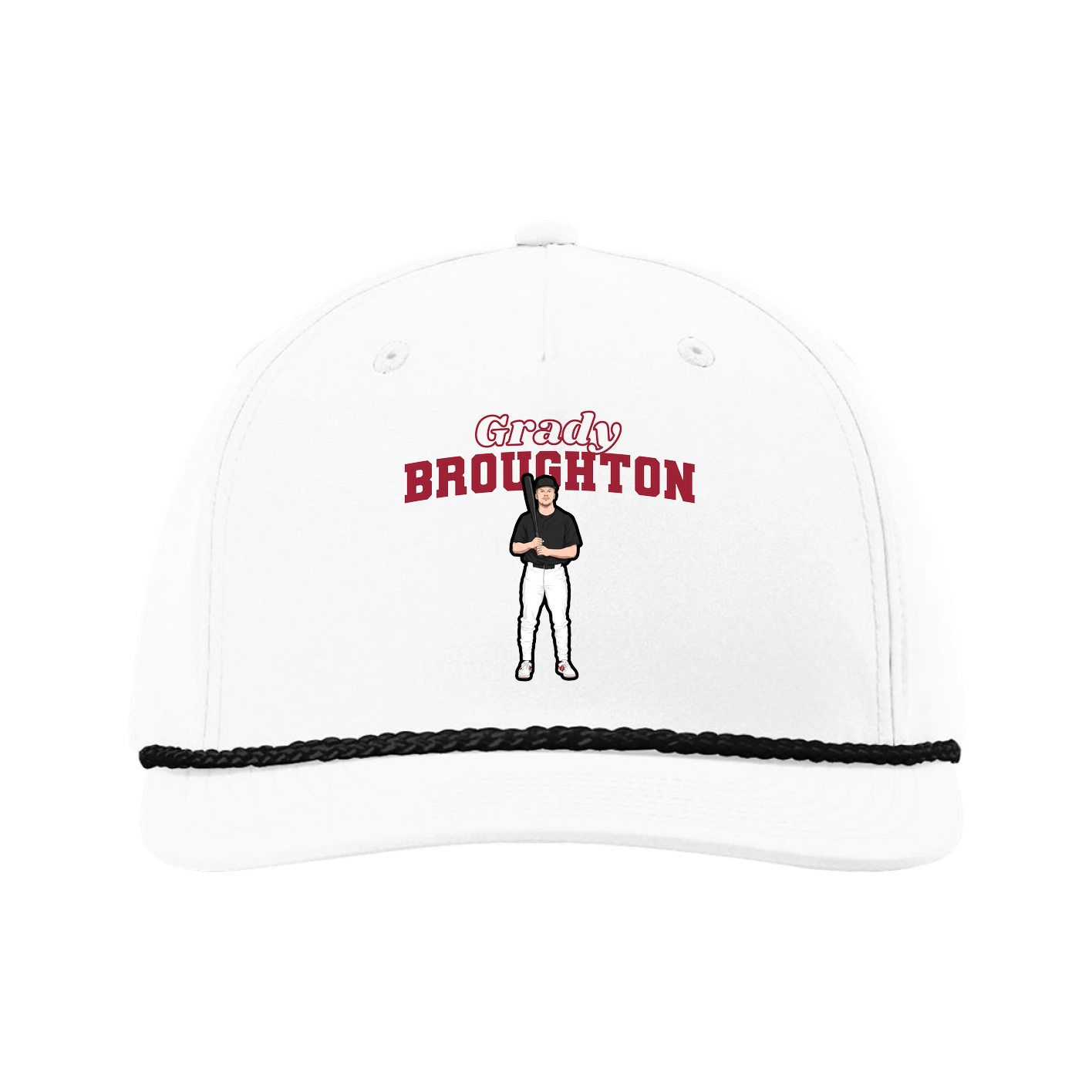 Five-Panel Classic Rope Cap — Name Arch in White