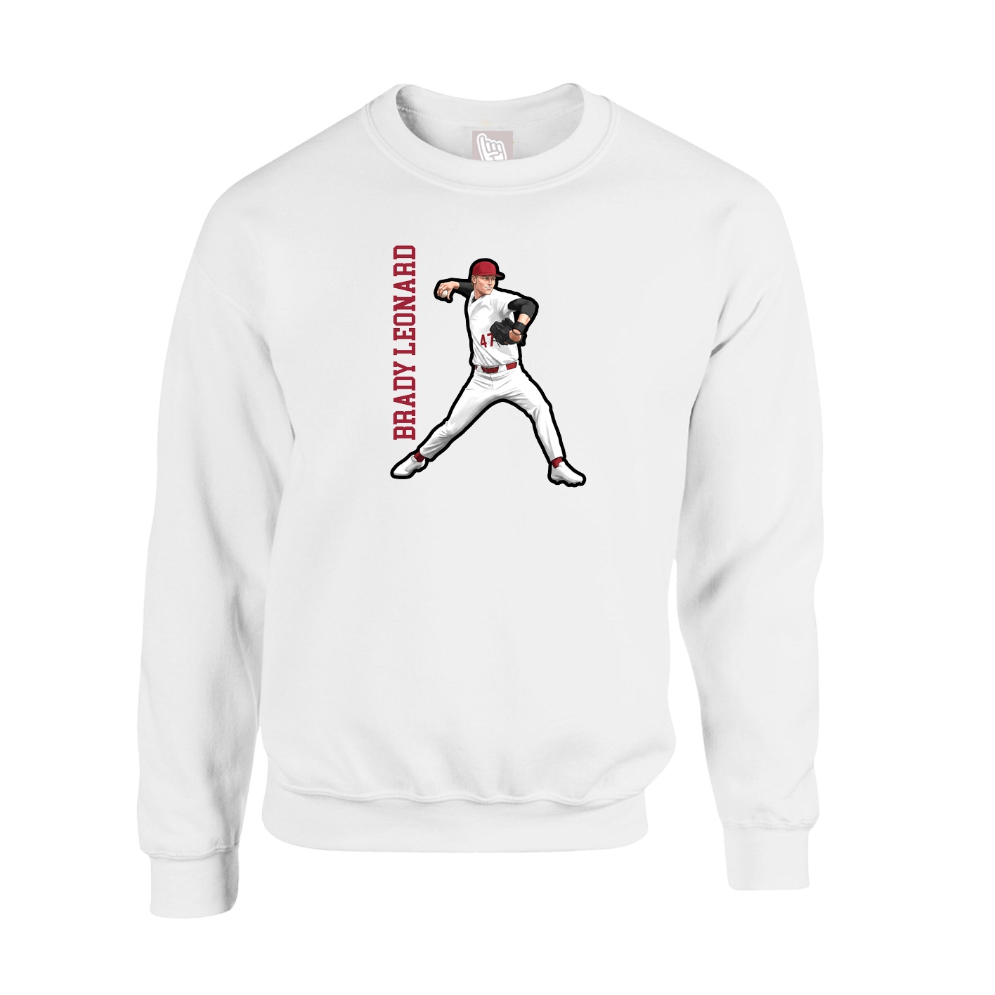 Fleece Crew — Name Vertical in White