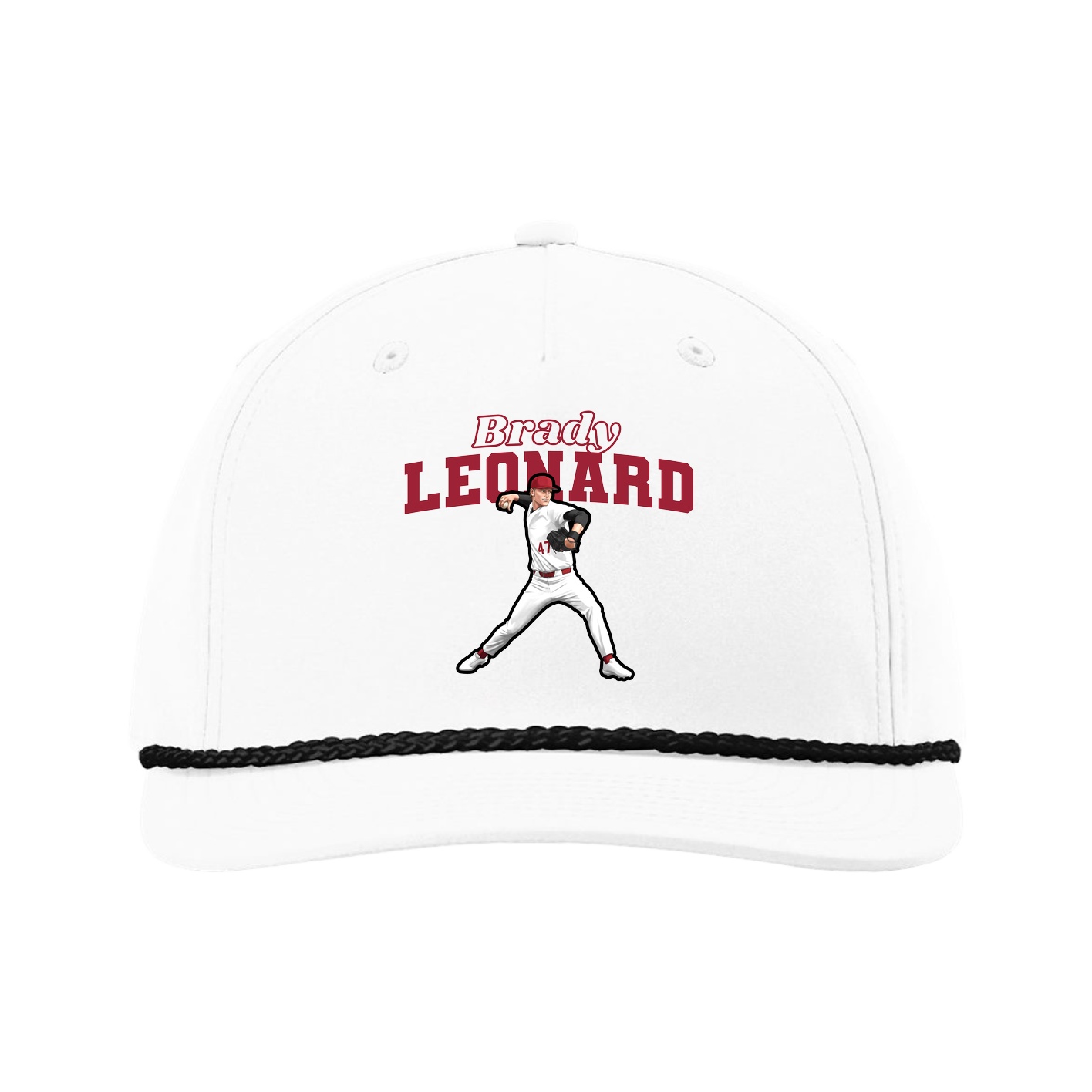 Five-Panel Classic Rope Cap — Name Arch in White