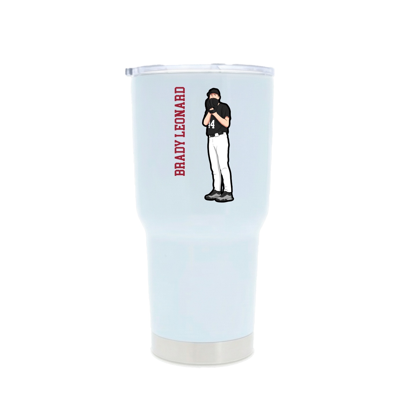 30oz Stainless Steel Tumbler — Name Vertical in White