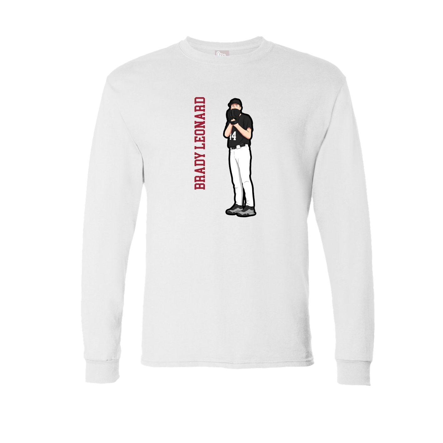 Long Sleeve Tee — Name Vertical in White