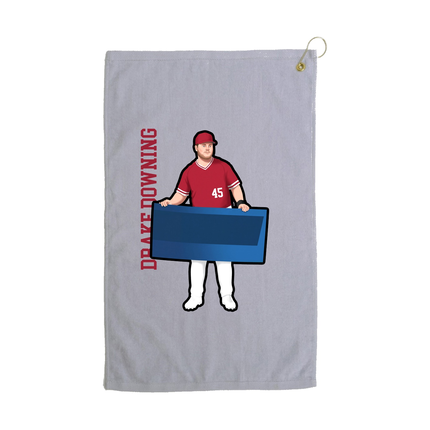 Golf Towel — Name Vertical in Grey