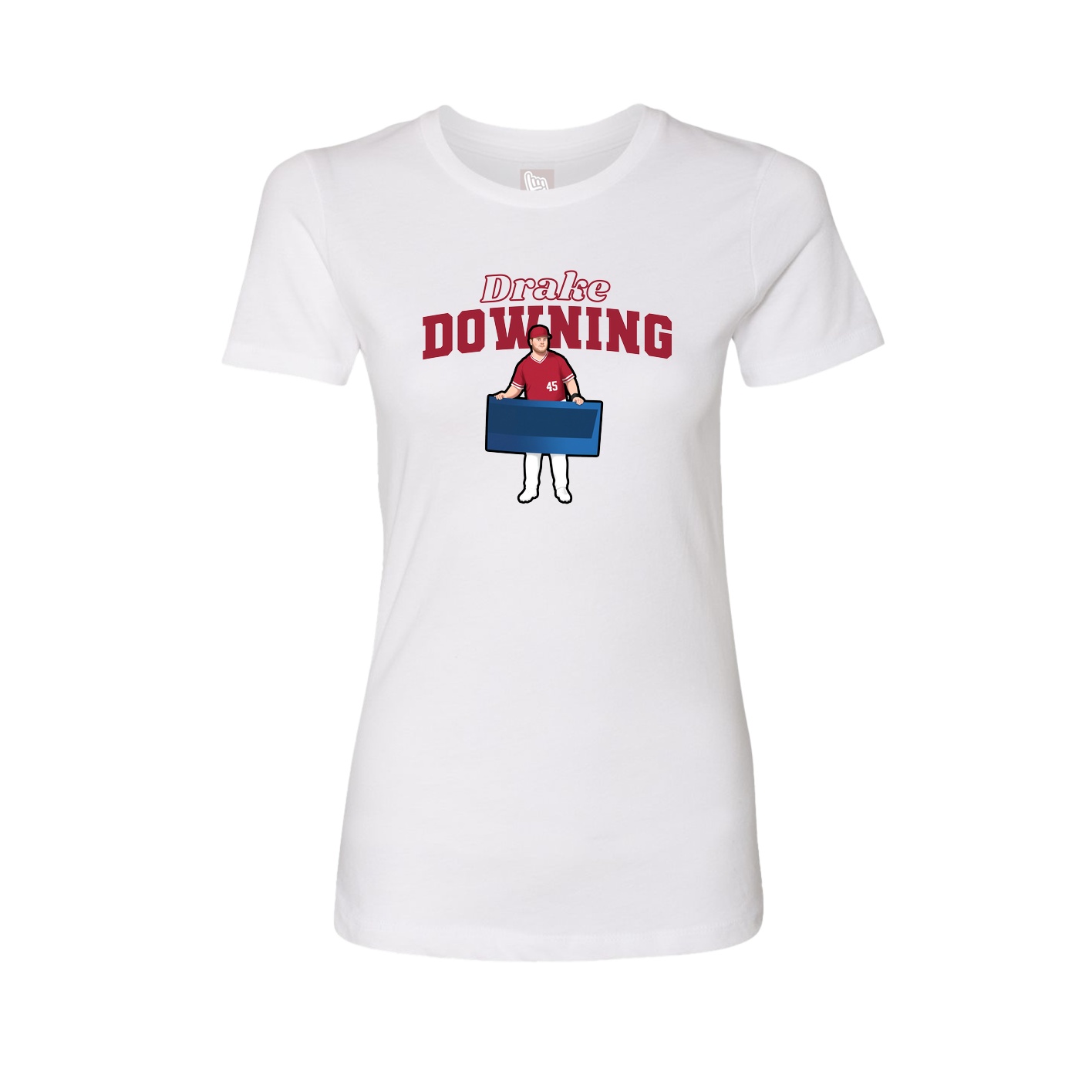 Fitted Women's Tee — Name Arch in White