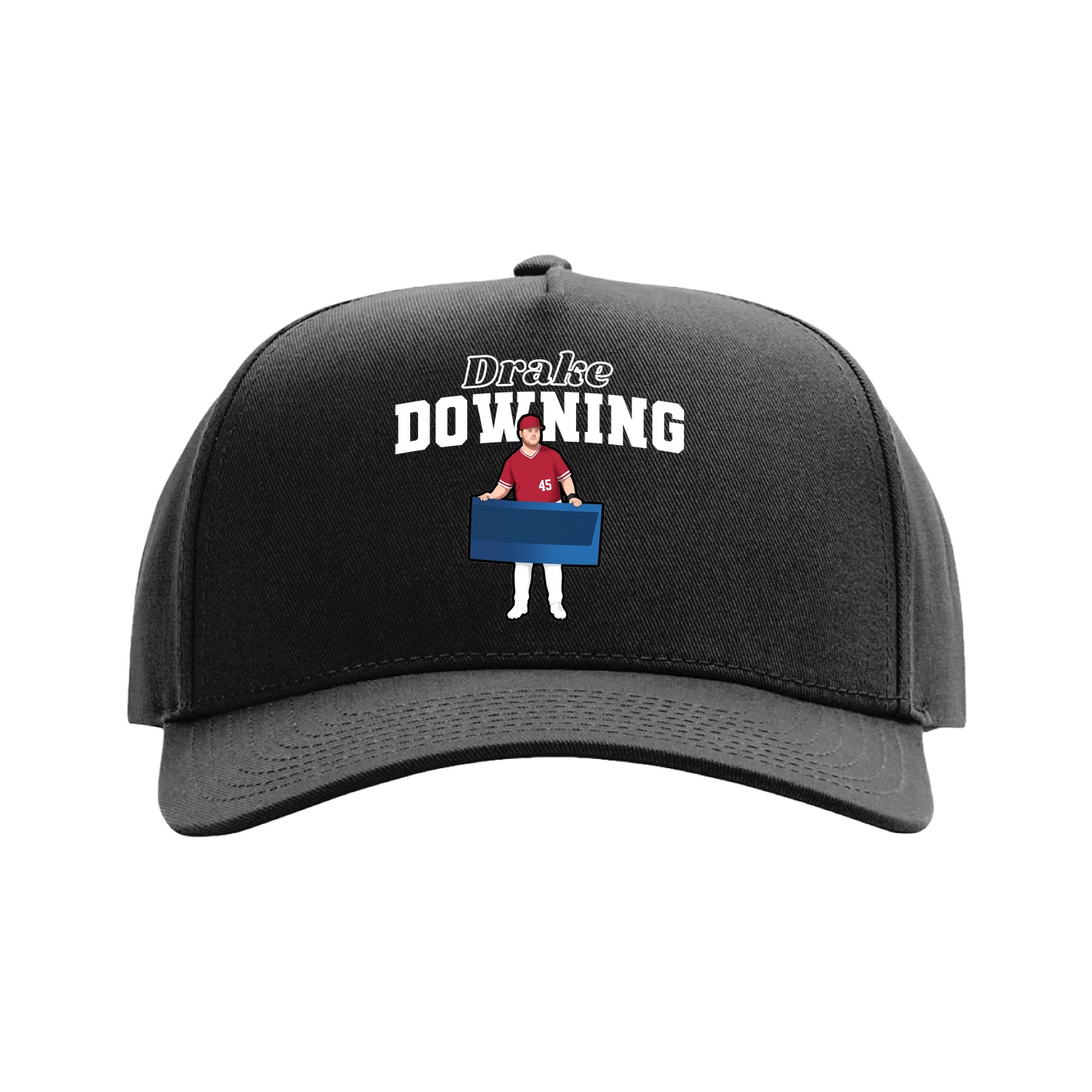 Full Fabric Five-Panel Champ Cap — Name Arch in Black