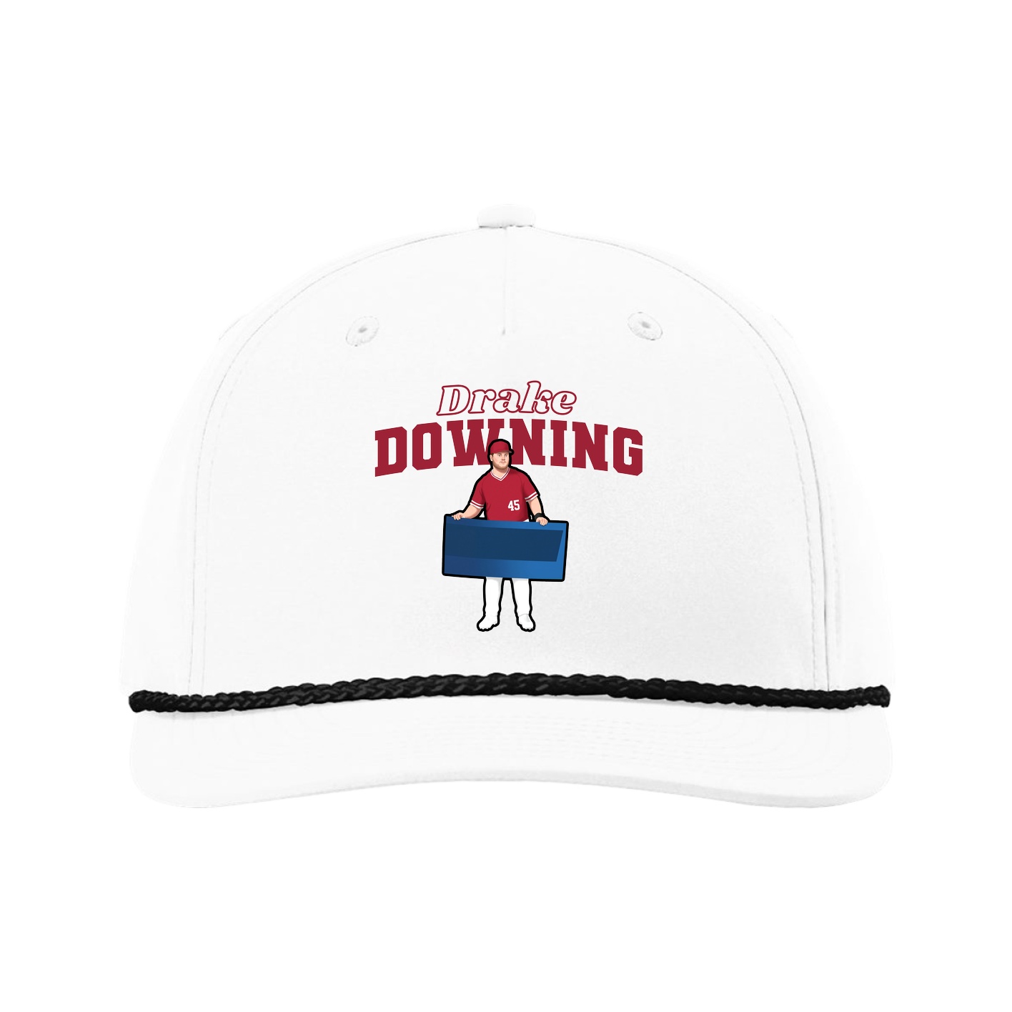 Five-Panel Classic Rope Cap — Name Arch in White