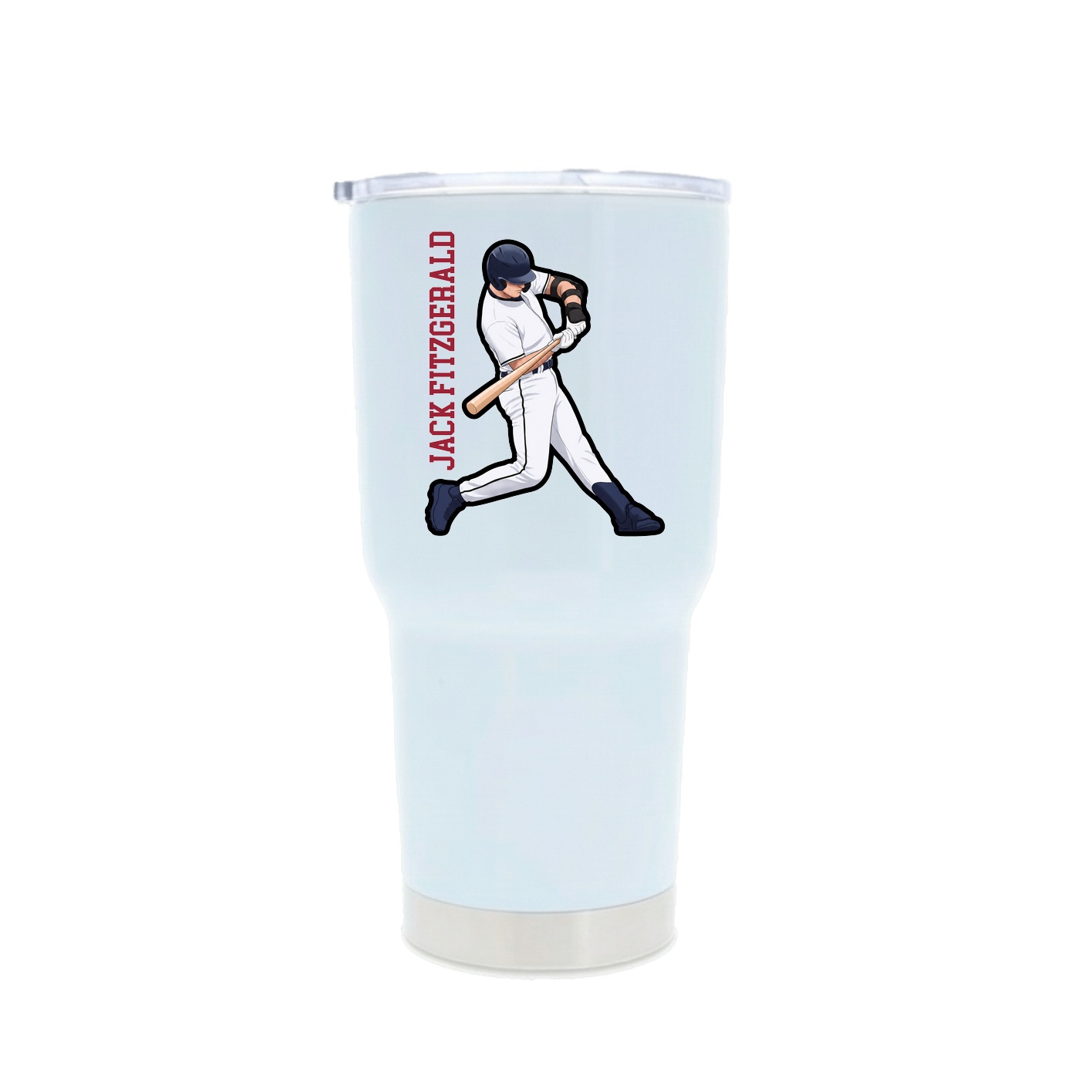 30oz Stainless Steel Tumbler — Name Vertical in White