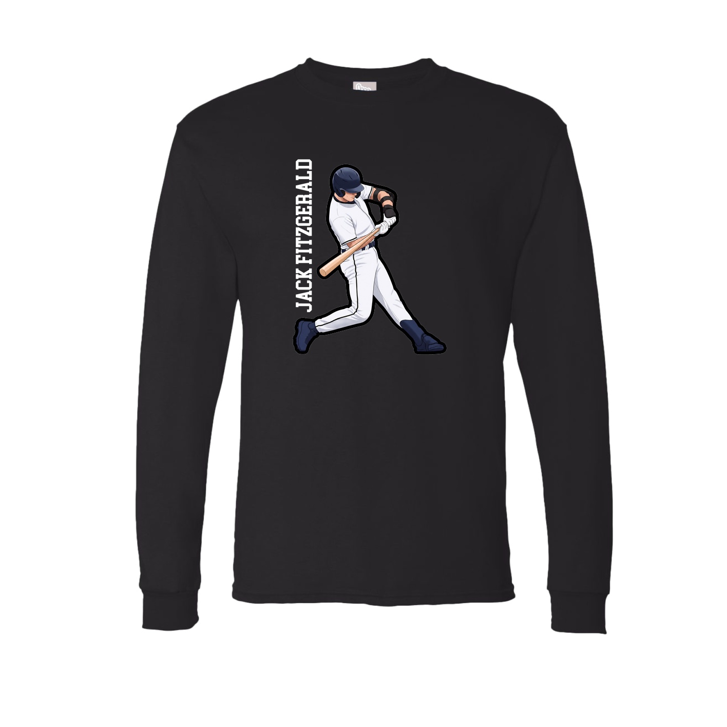 Long Sleeve Tee — Name Vertical in Black