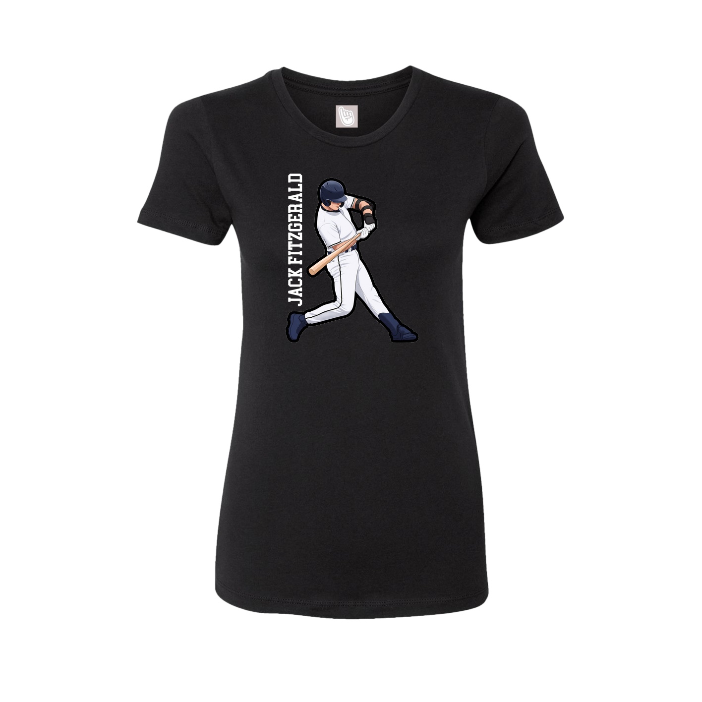 Fitted Women's Tee — Name Vertical in Black