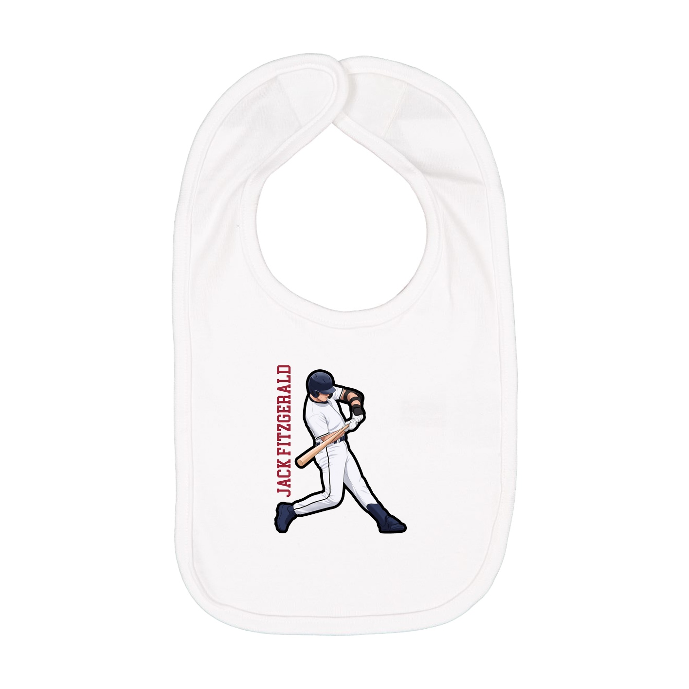 Infant Bib — Name Vertical in White