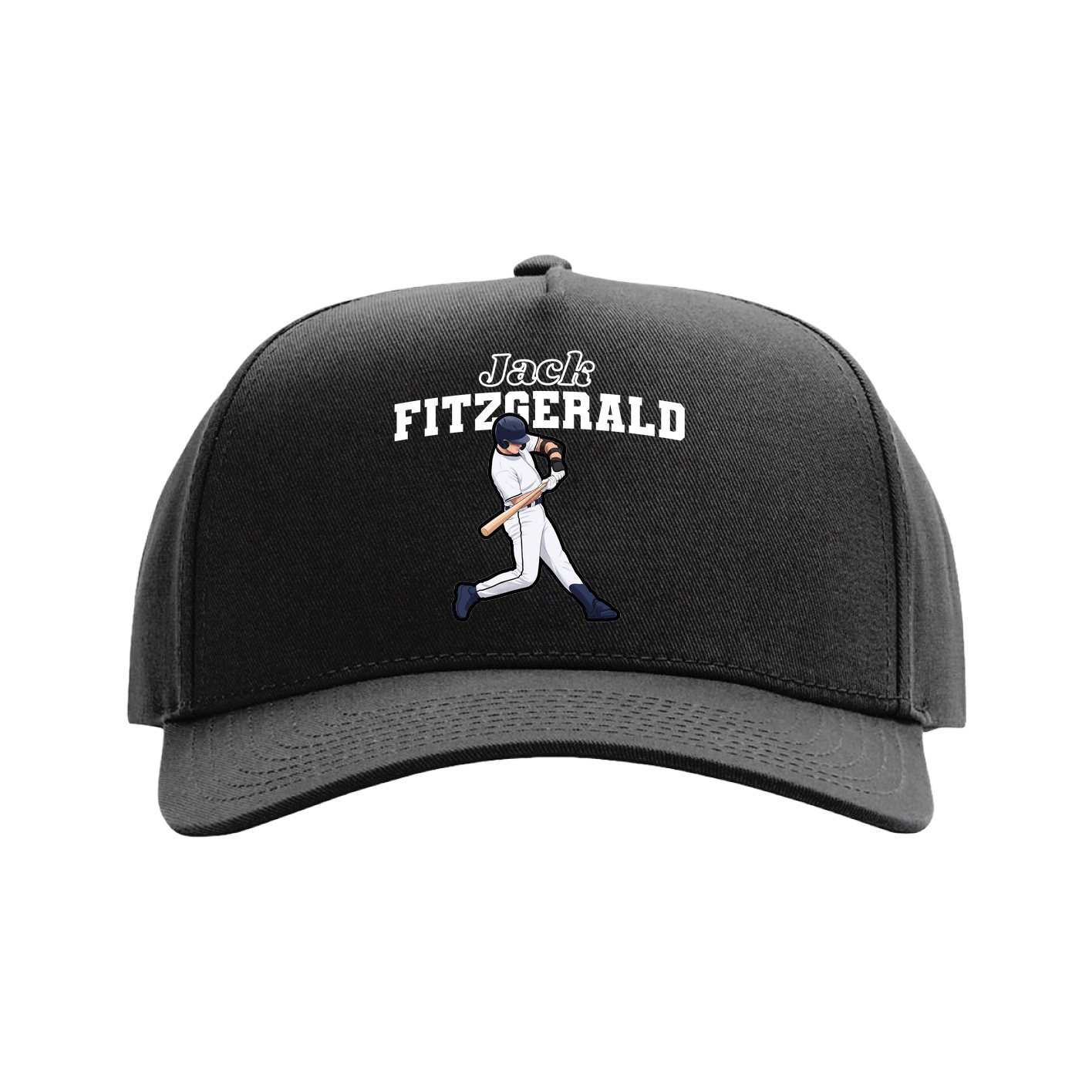 Full Fabric Five-Panel Champ Cap — Name Arch in Black