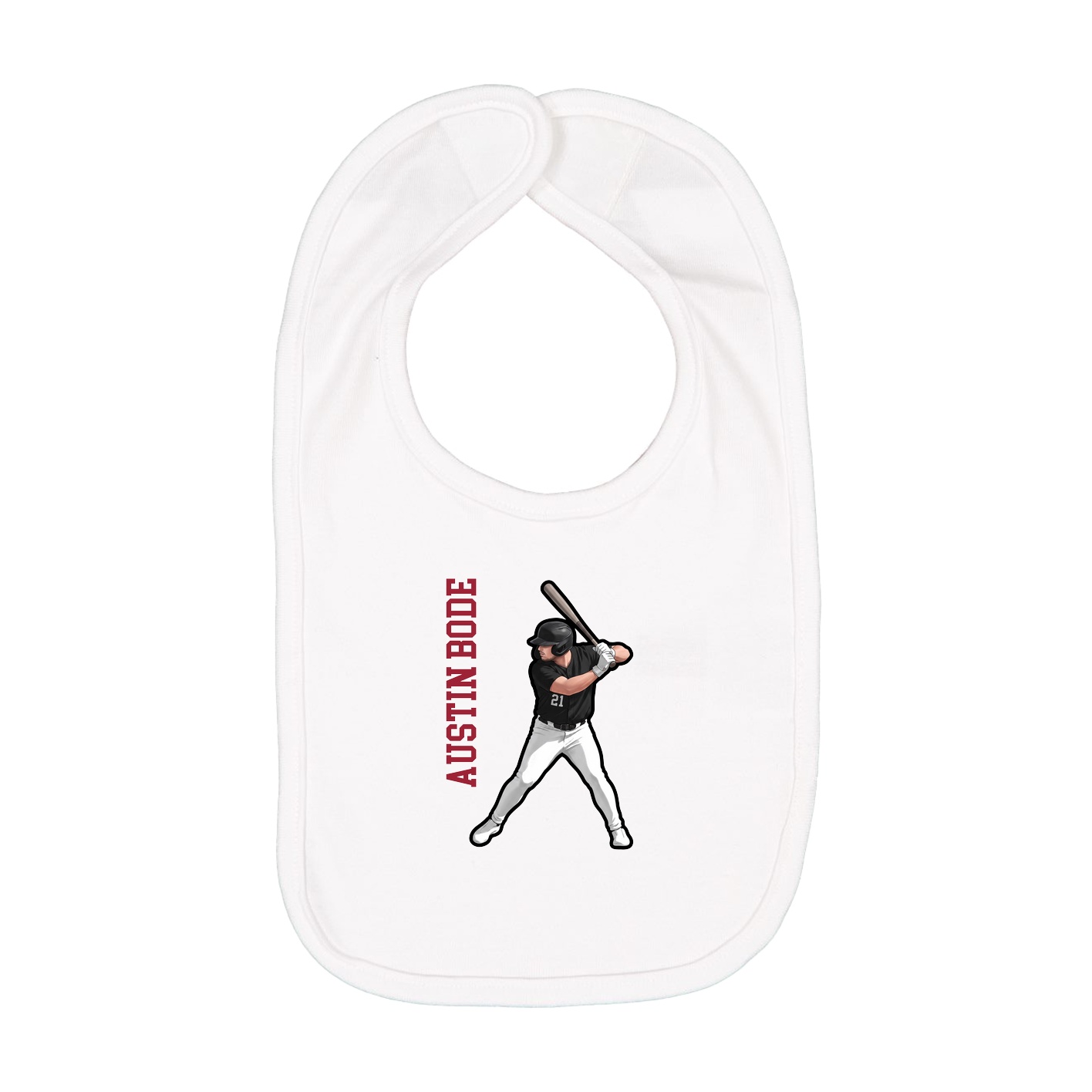 Infant Bib — Name Vertical in White