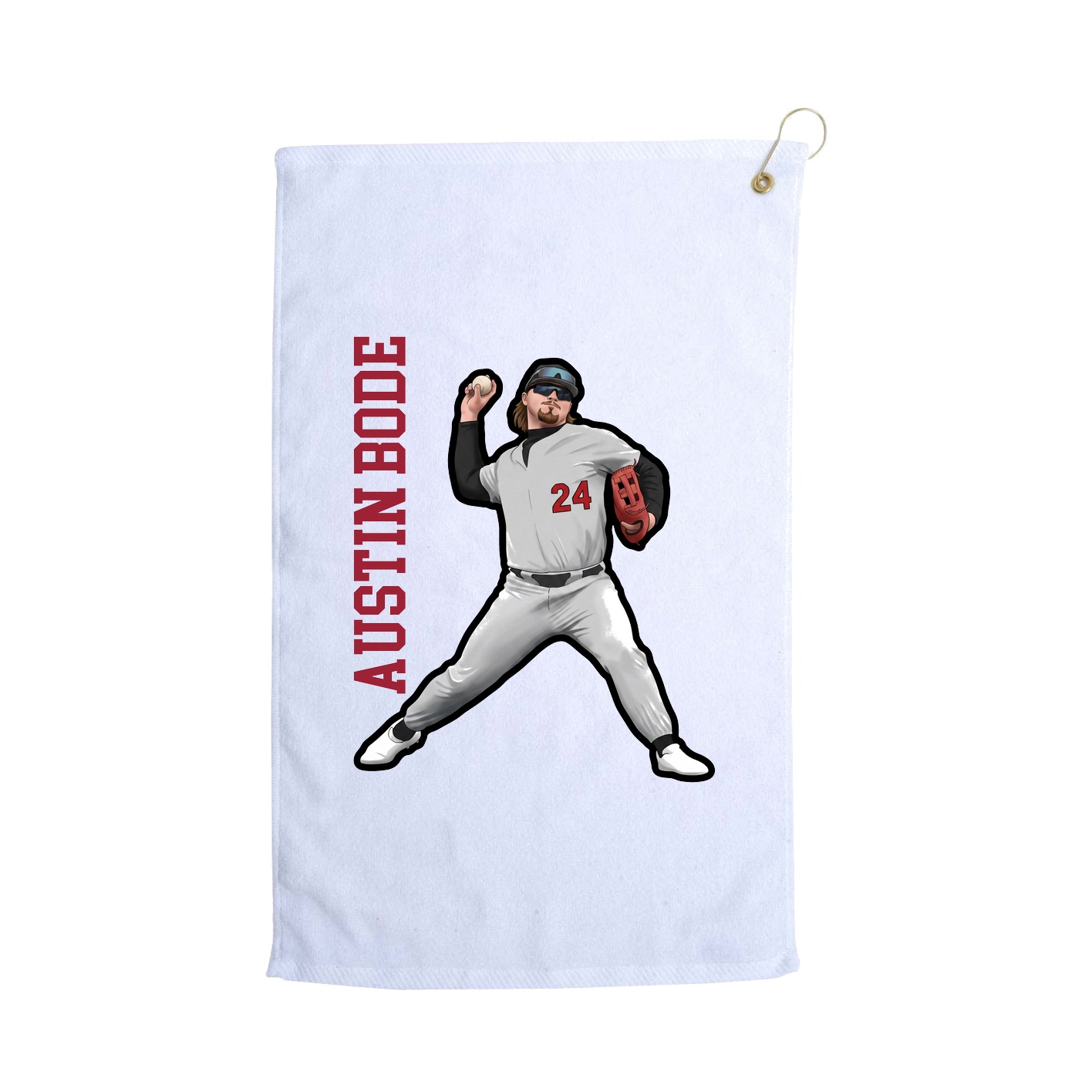 Golf Towel — Name Vertical in White