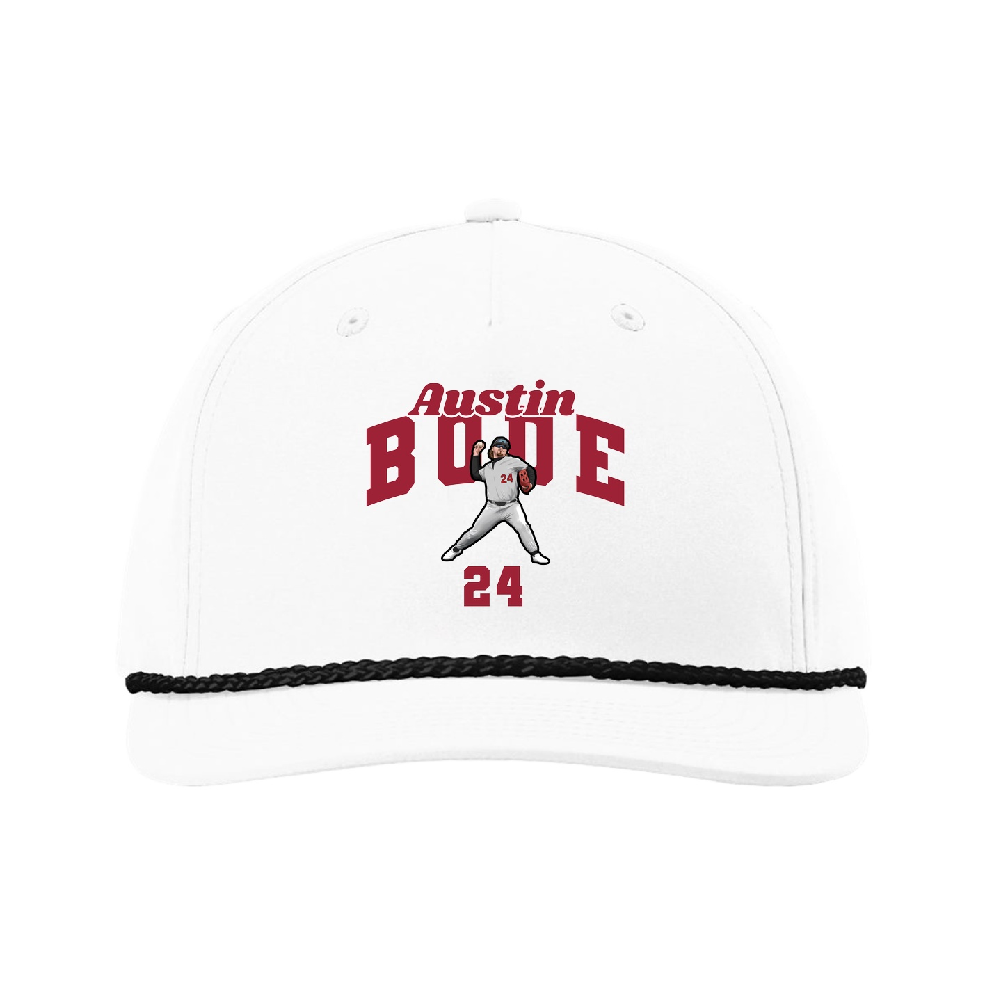 Five-Panel Classic Rope Cap — Signature Arch in White