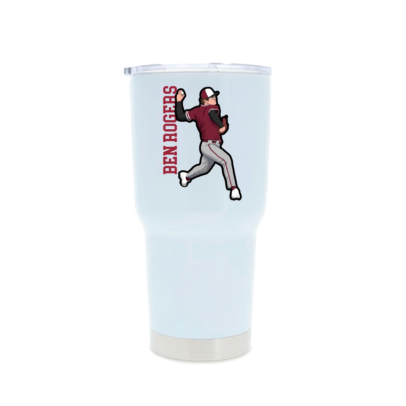 30oz Stainless Steel Tumbler — Name Vertical in White