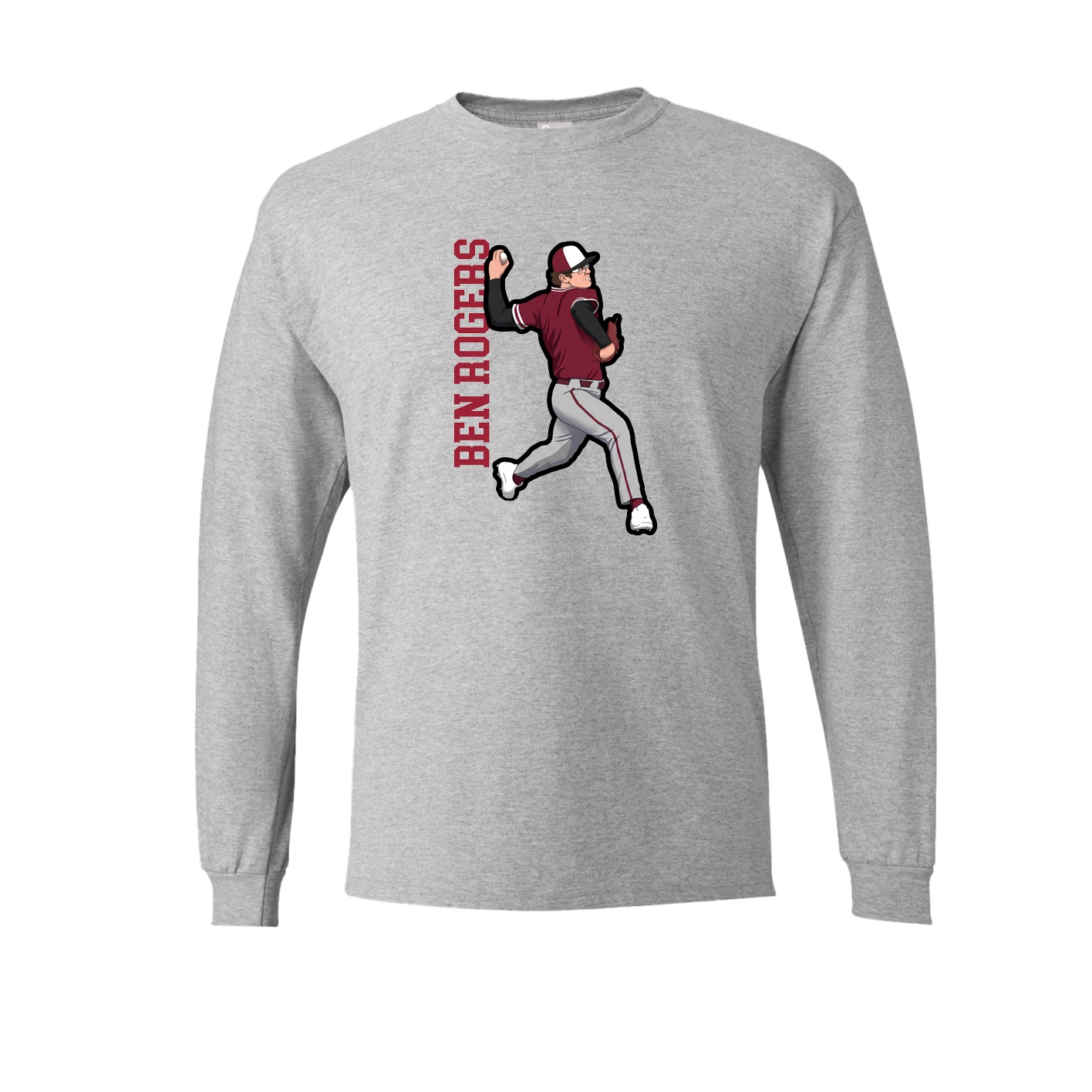 Long Sleeve Tee — Name Vertical in Grey