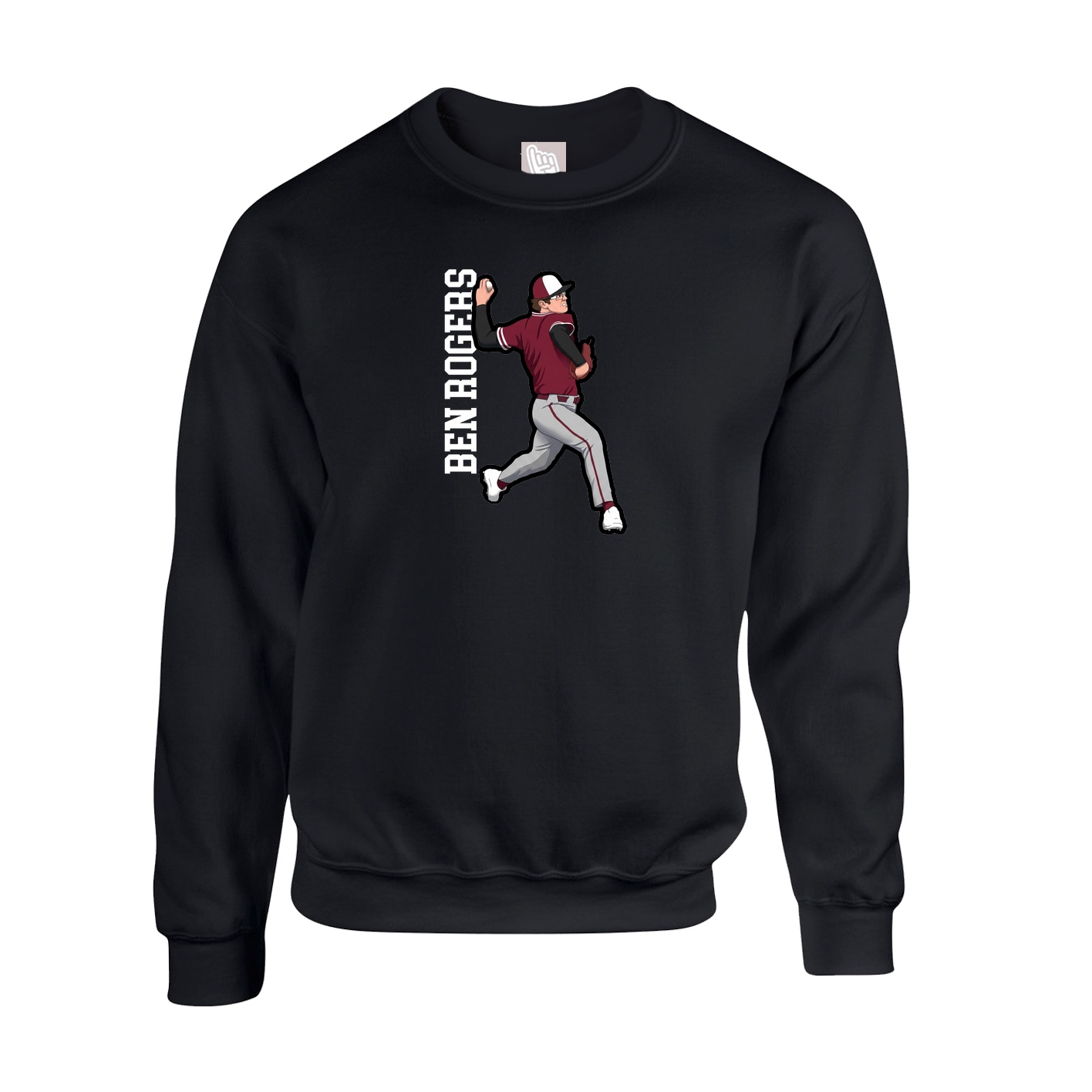 Fleece Crew — Name Vertical in Black