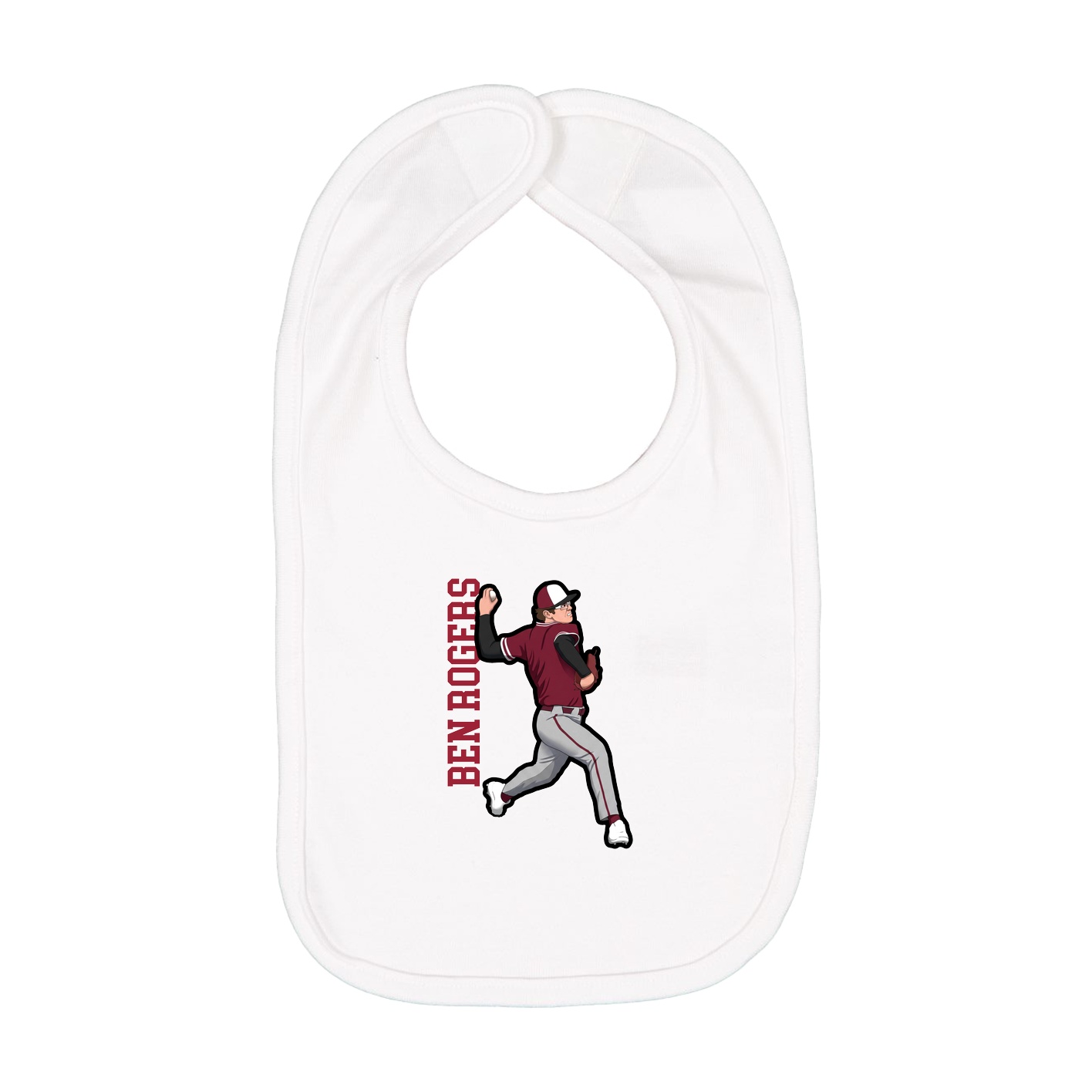 Infant Bib — Name Vertical in White