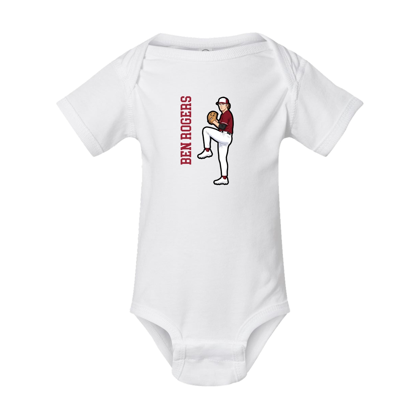Baby Onesie — Name Vertical in White