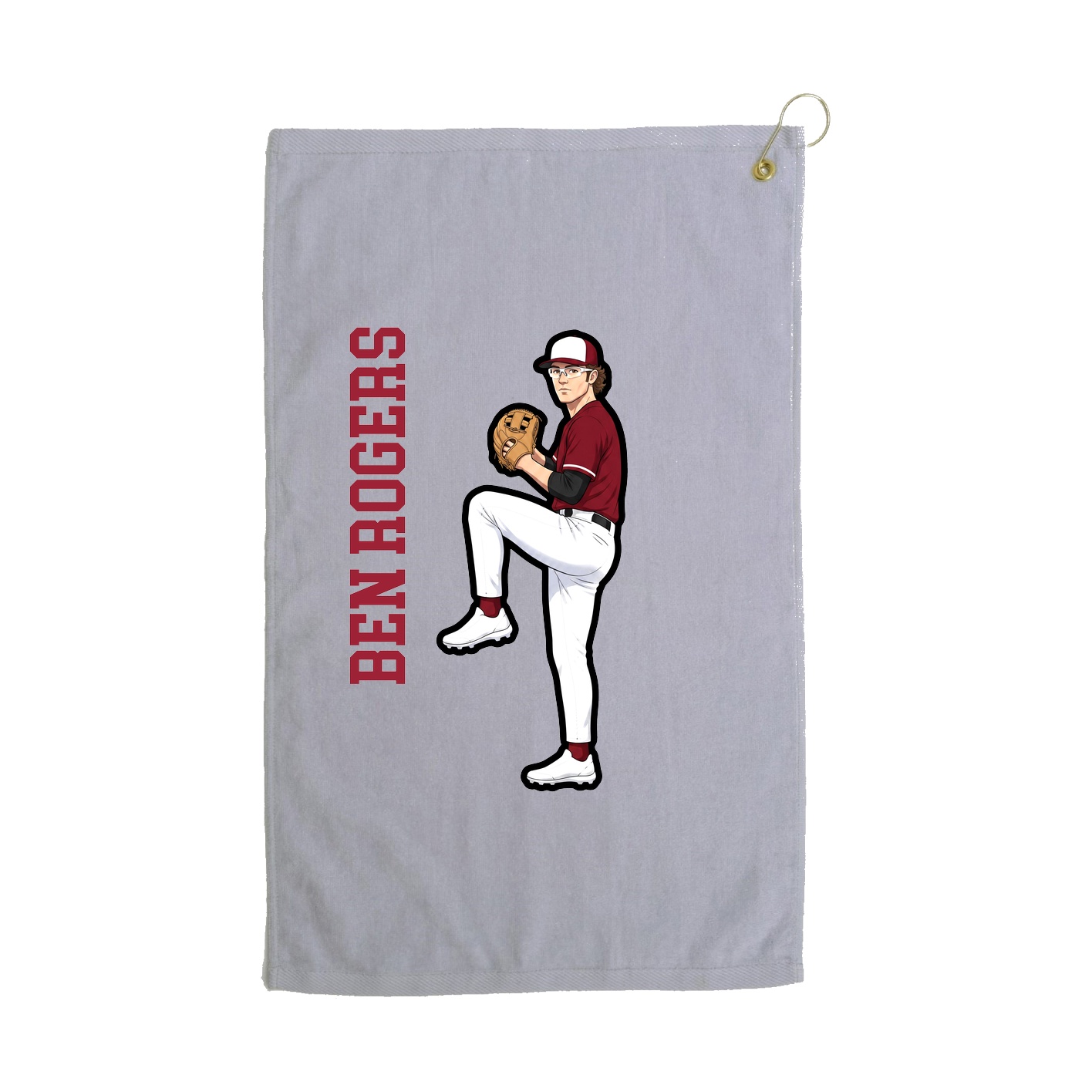 Golf Towel — Name Vertical in Grey