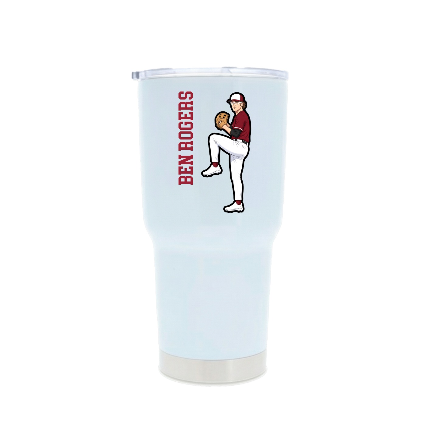 30oz Stainless Steel Tumbler — Name Vertical in White