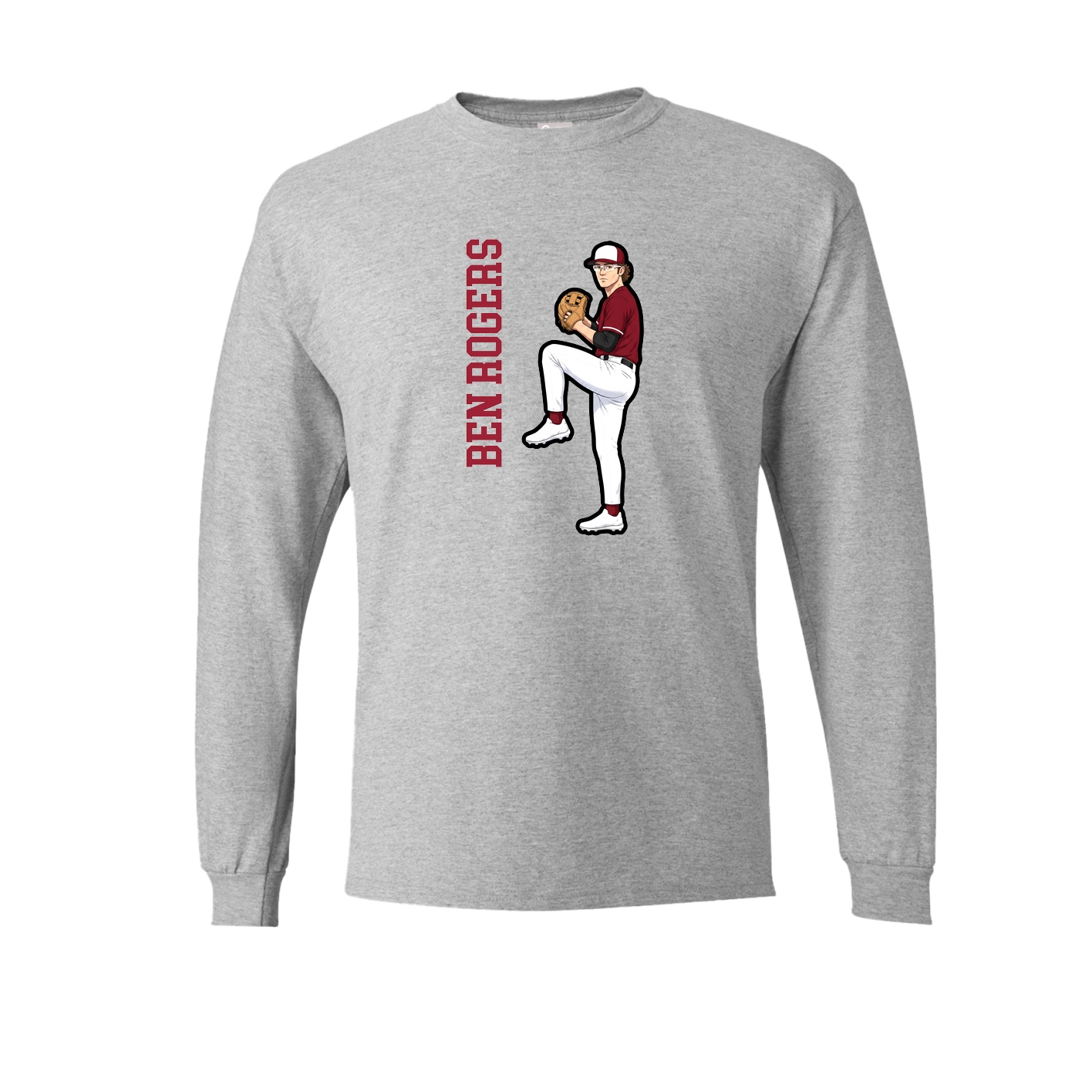 Long Sleeve Tee — Name Vertical in Grey