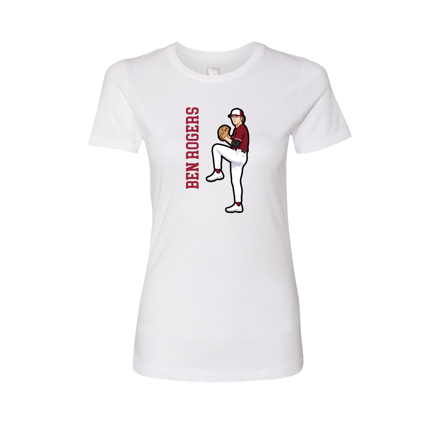 Womens Tee — Name Vertical in White