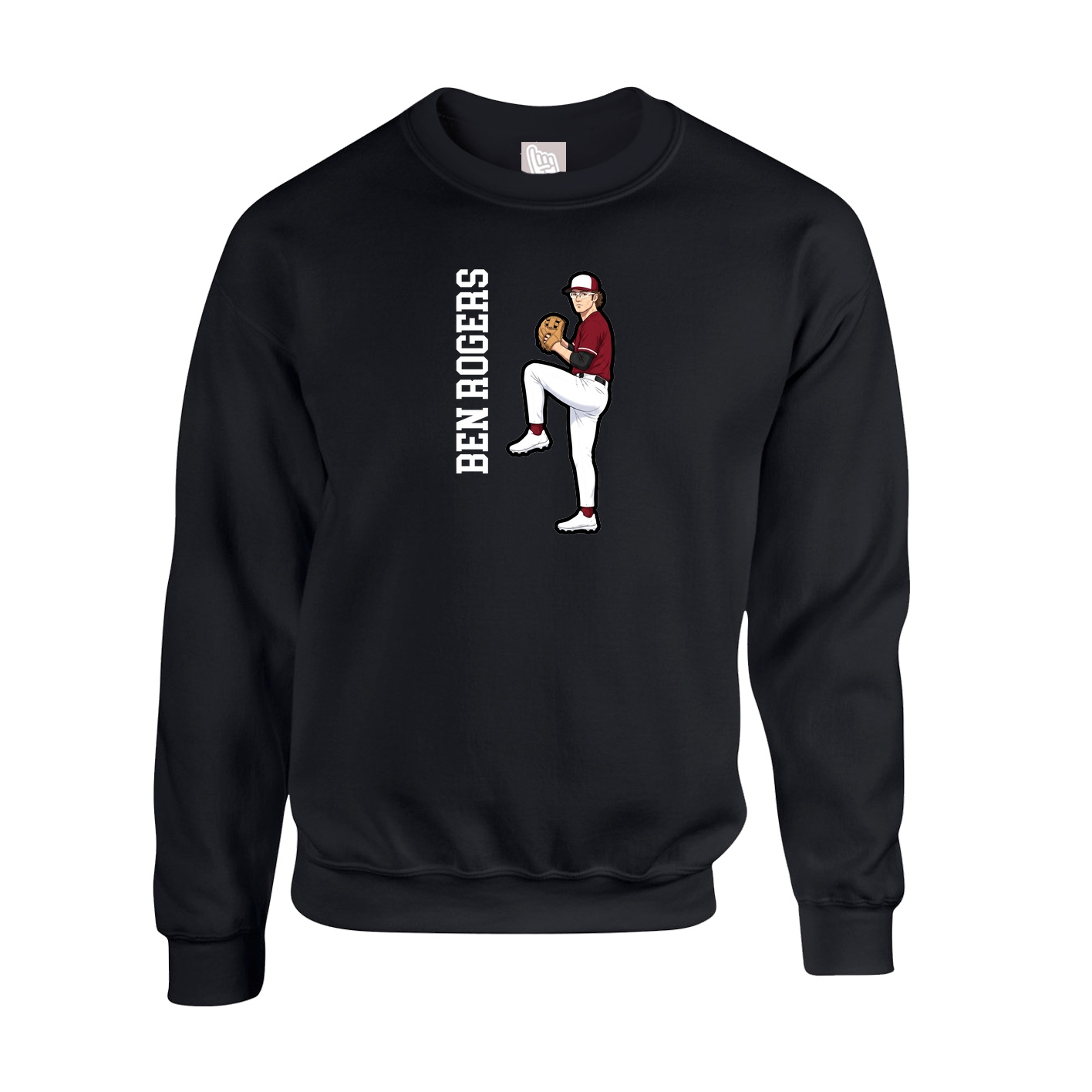 Fleece Crew — Name Vertical in Black