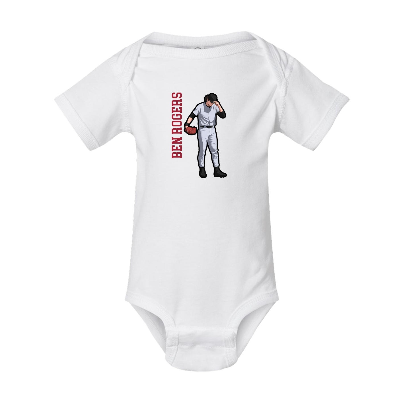 Baby Onesie — Name Vertical in White