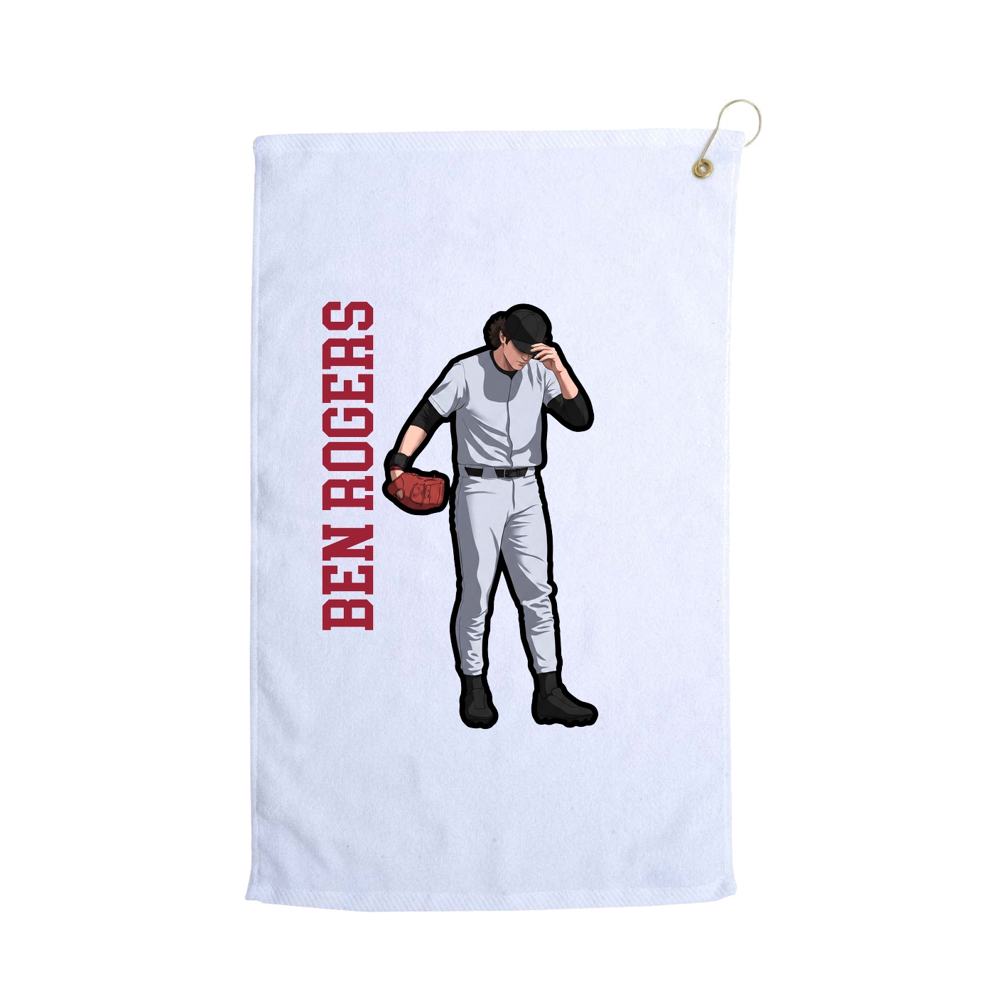 Golf Towel — Name Vertical in White
