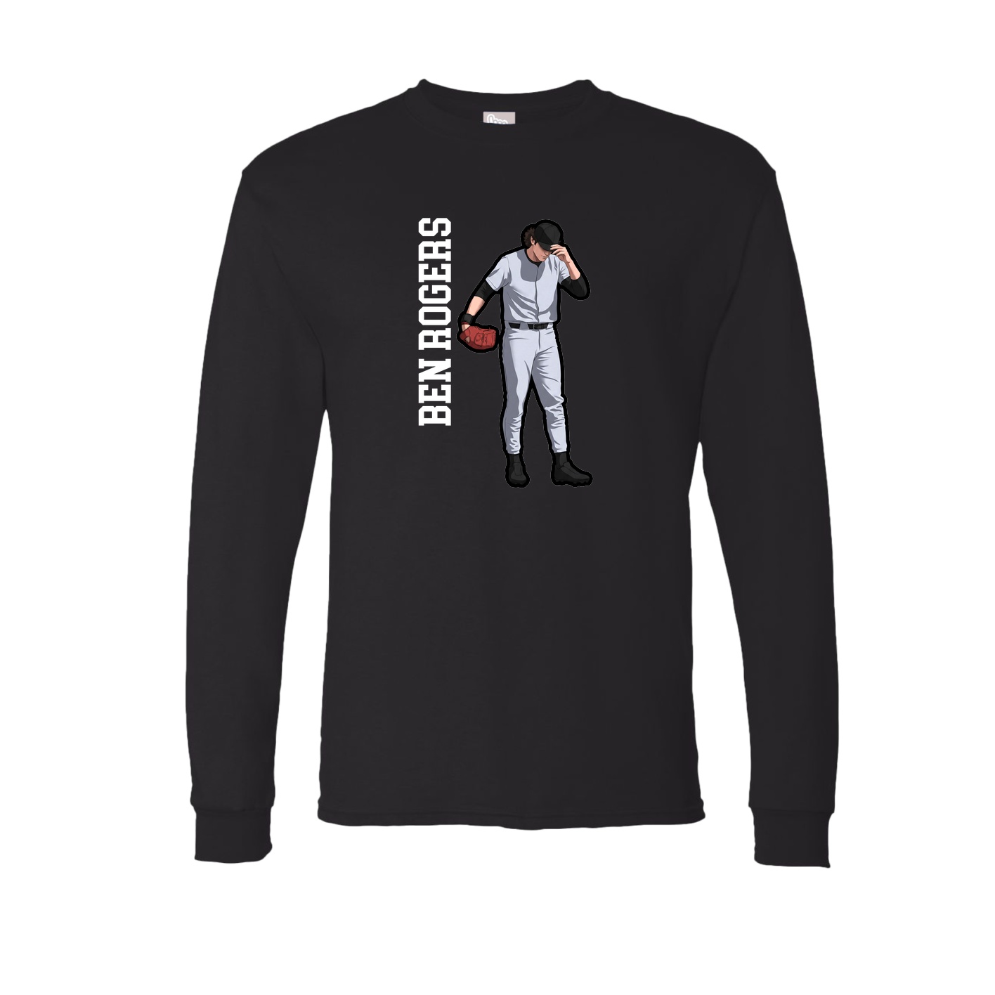 Long Sleeve Tee — Name Vertical in Black