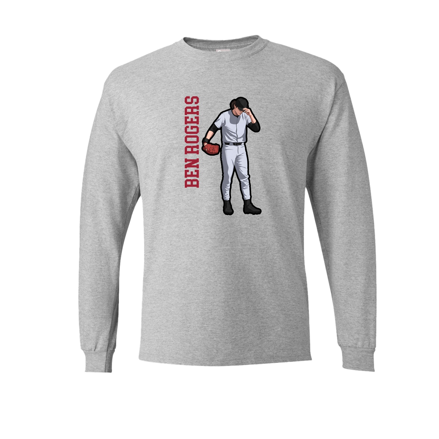 Long Sleeve Tee — Name Vertical in Grey
