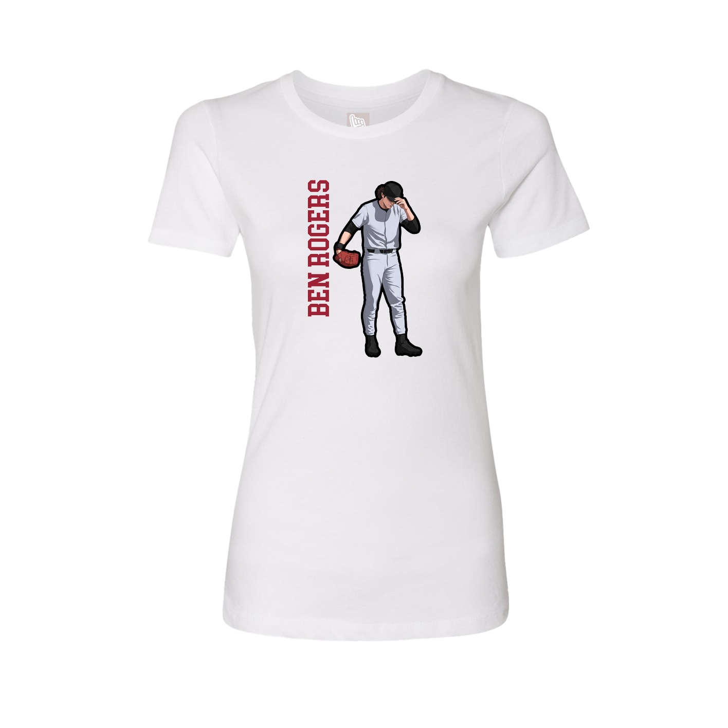 Fitted Women's Tee — Name Vertical in White