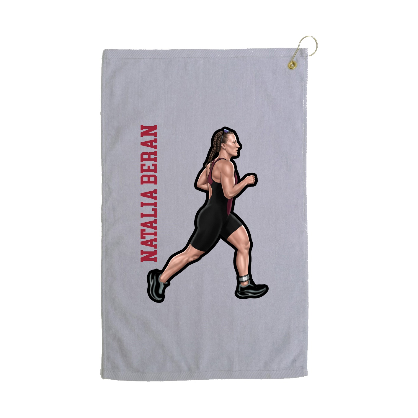 Golf Towel — Name Vertical in Grey