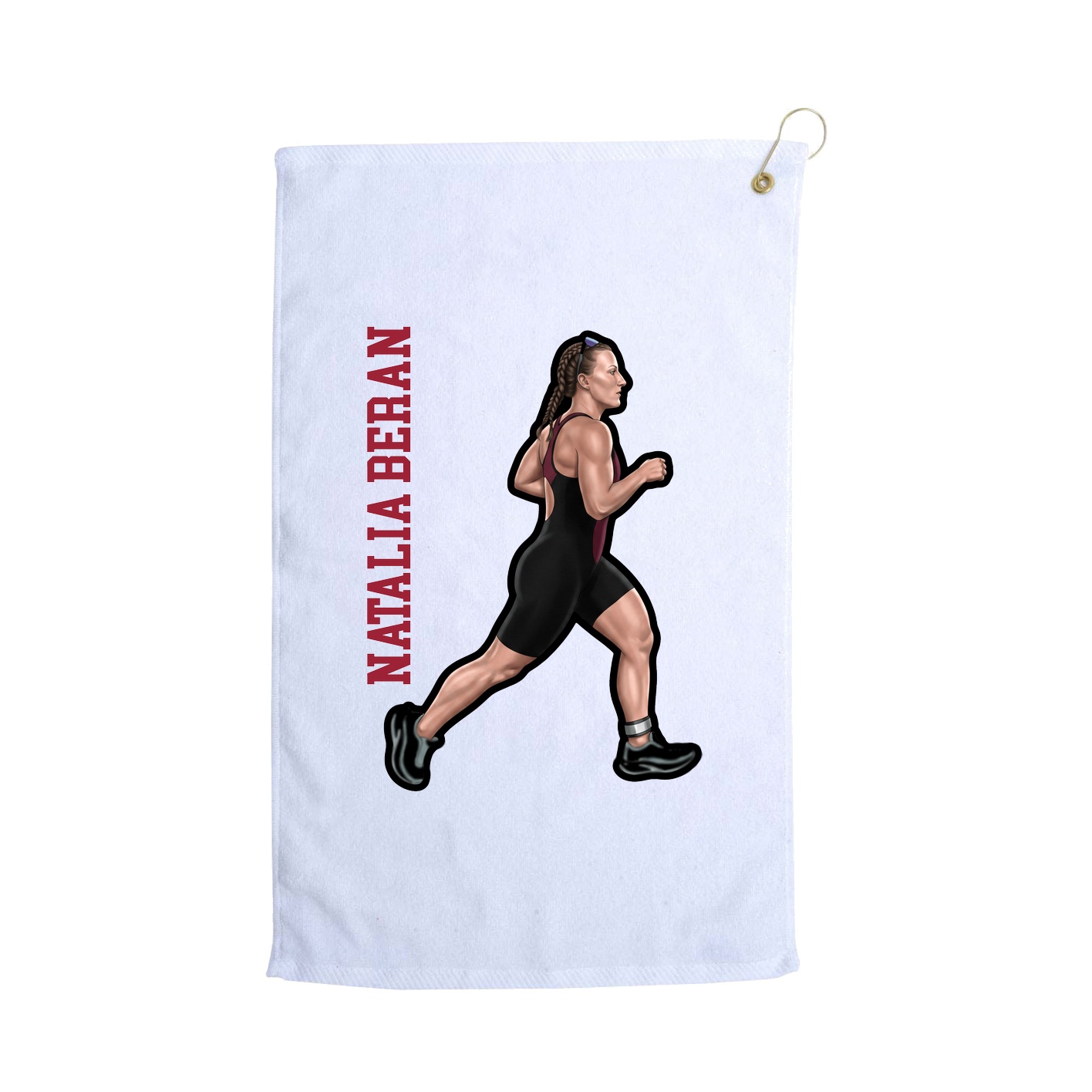 Golf Towel — Name Vertical in White