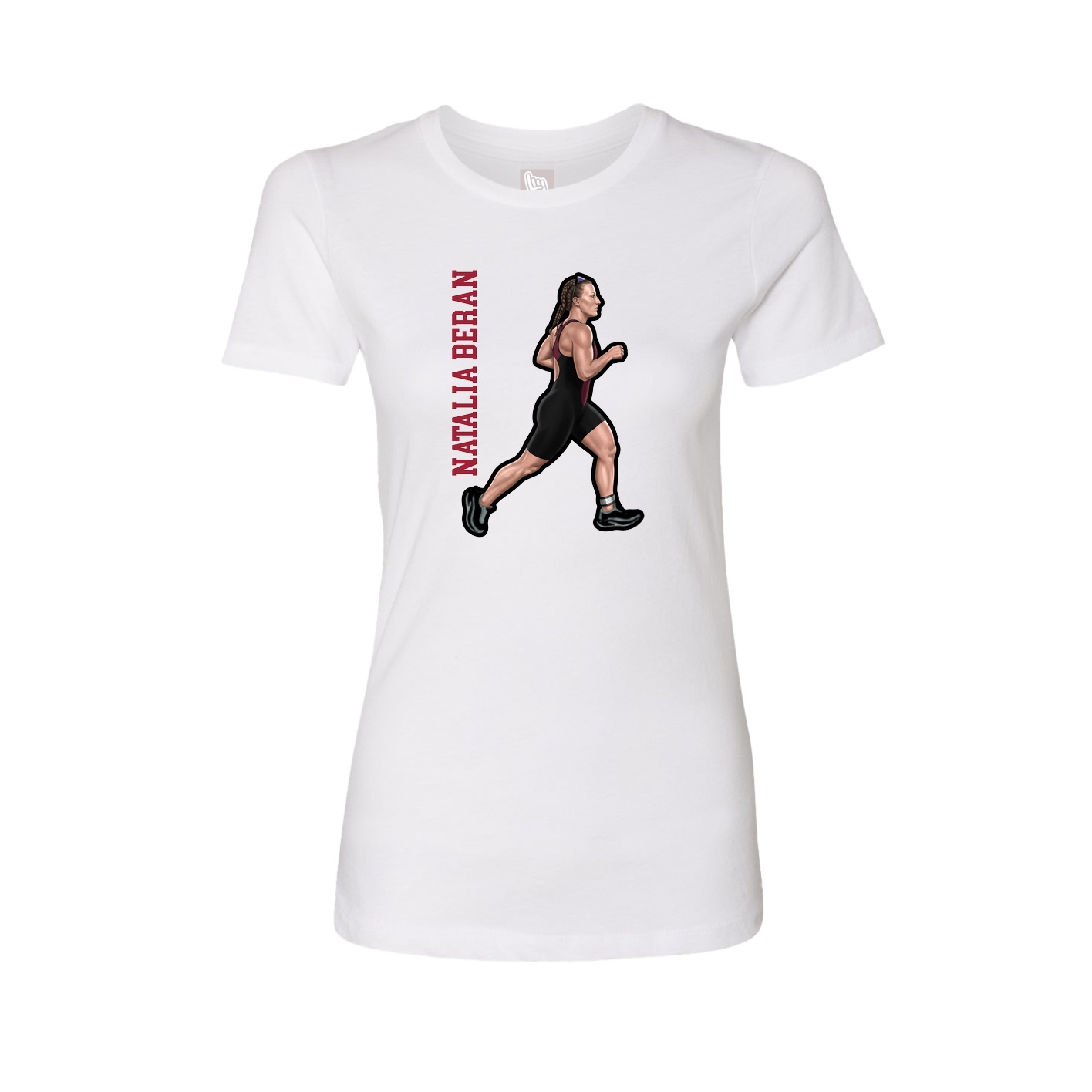 Womens Tee — Name Vertical in White