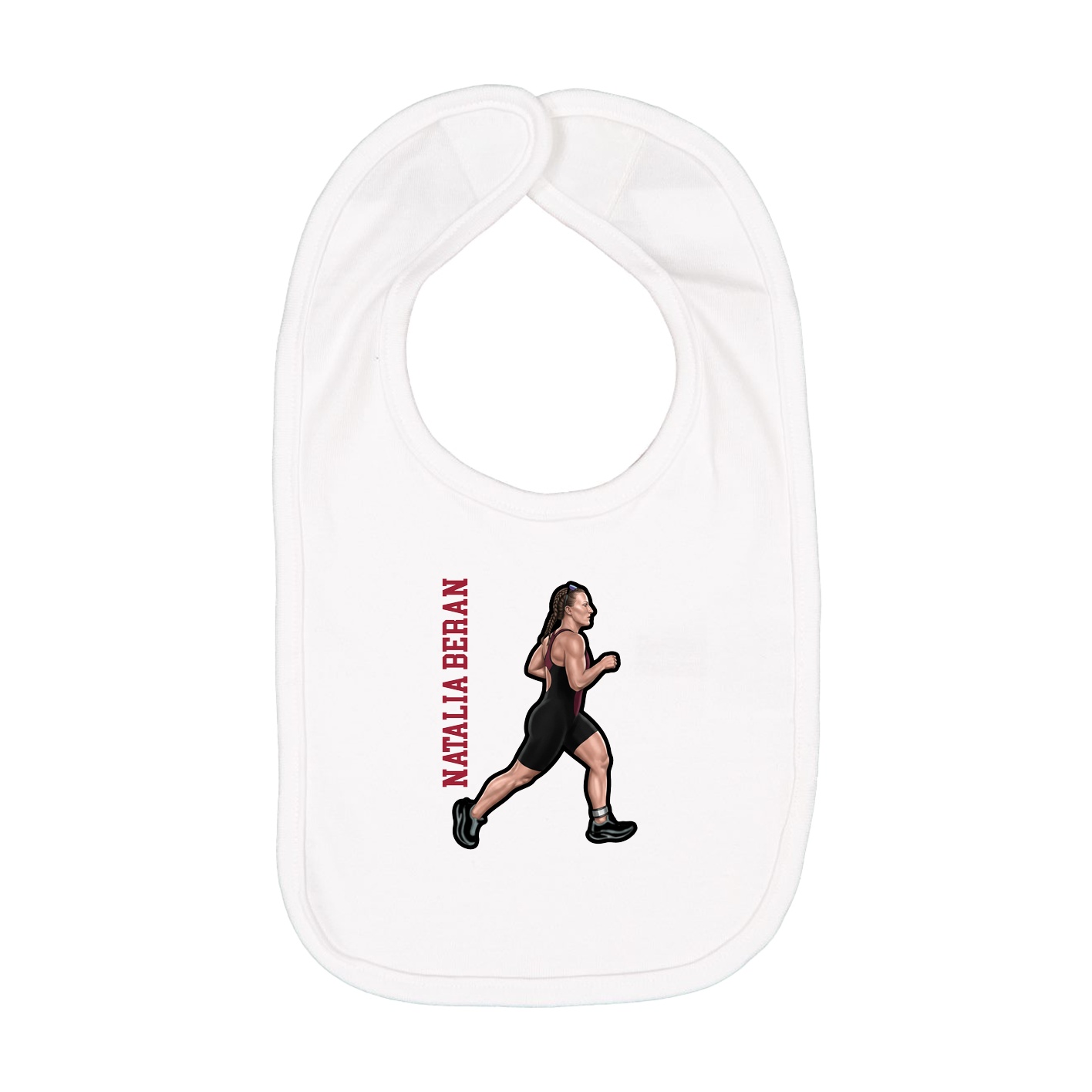 Infant Bib — Name Vertical in White