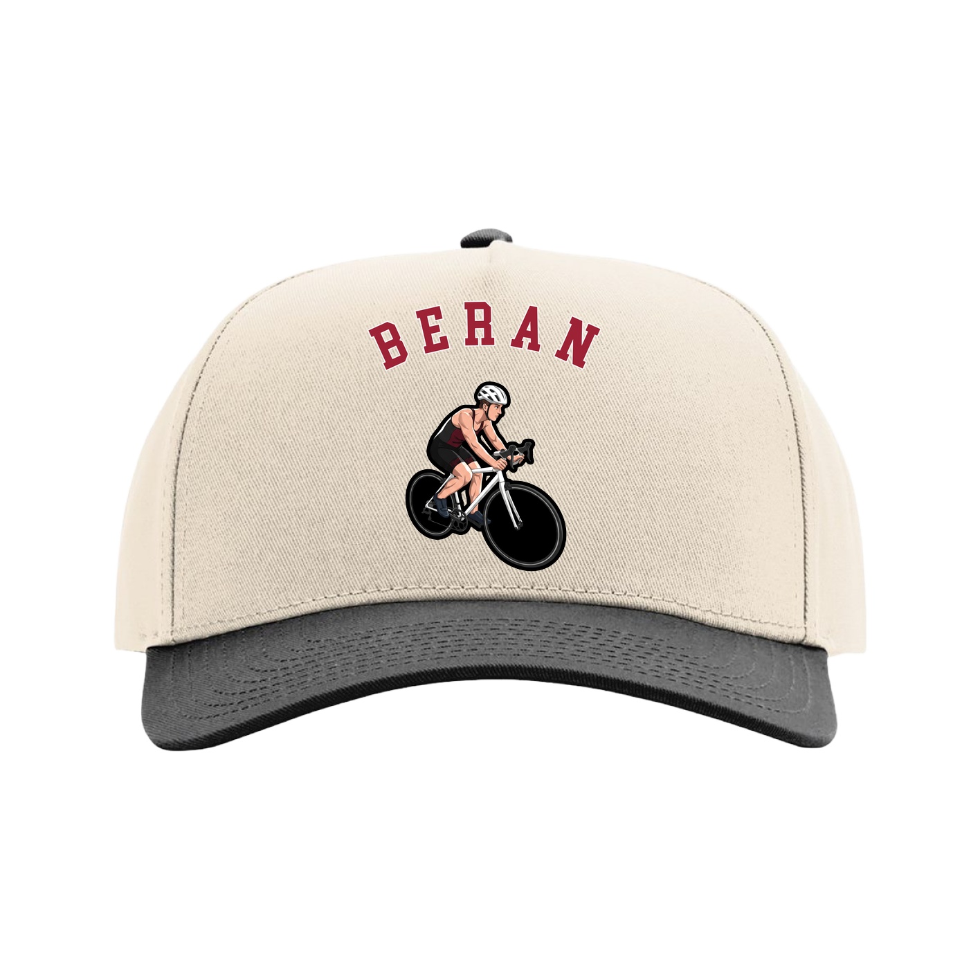 Full Fabric Five-Panel Champ Cap — Shirsey Arch in Cream/Black