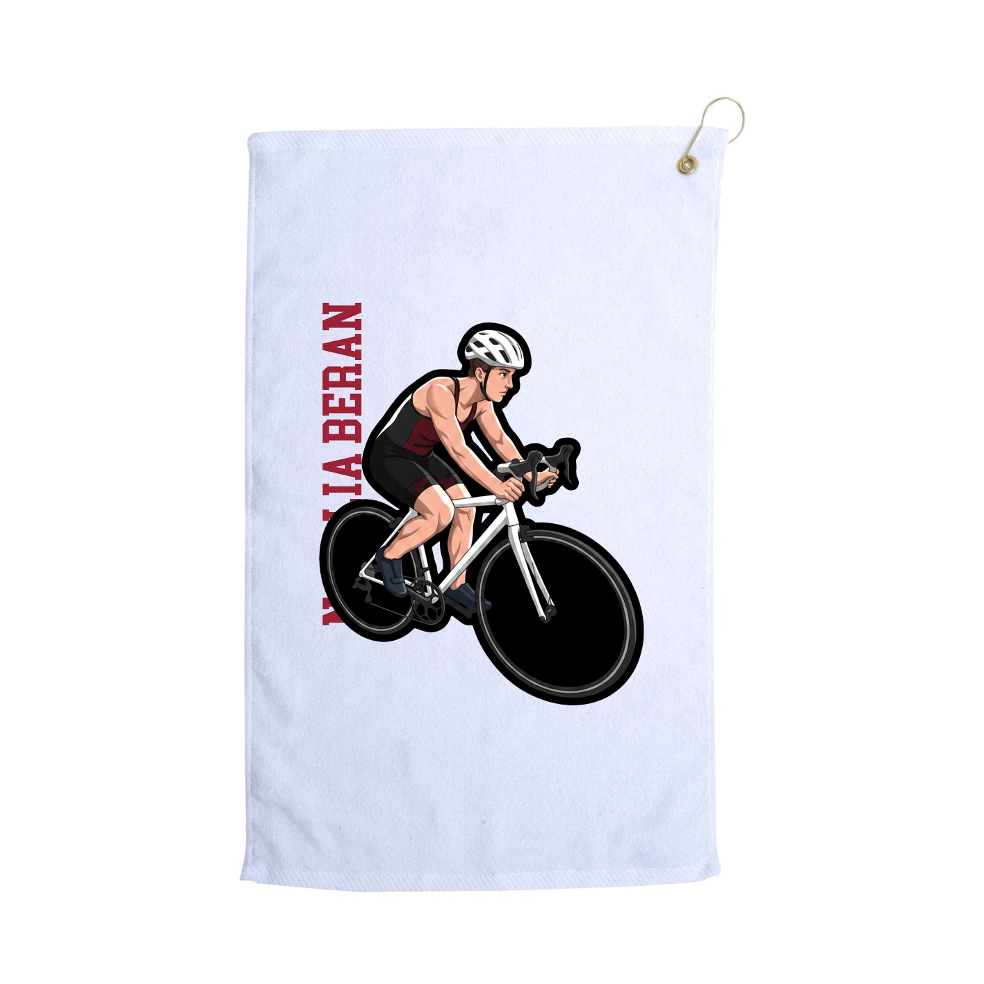 Golf Towel — Name Vertical in White