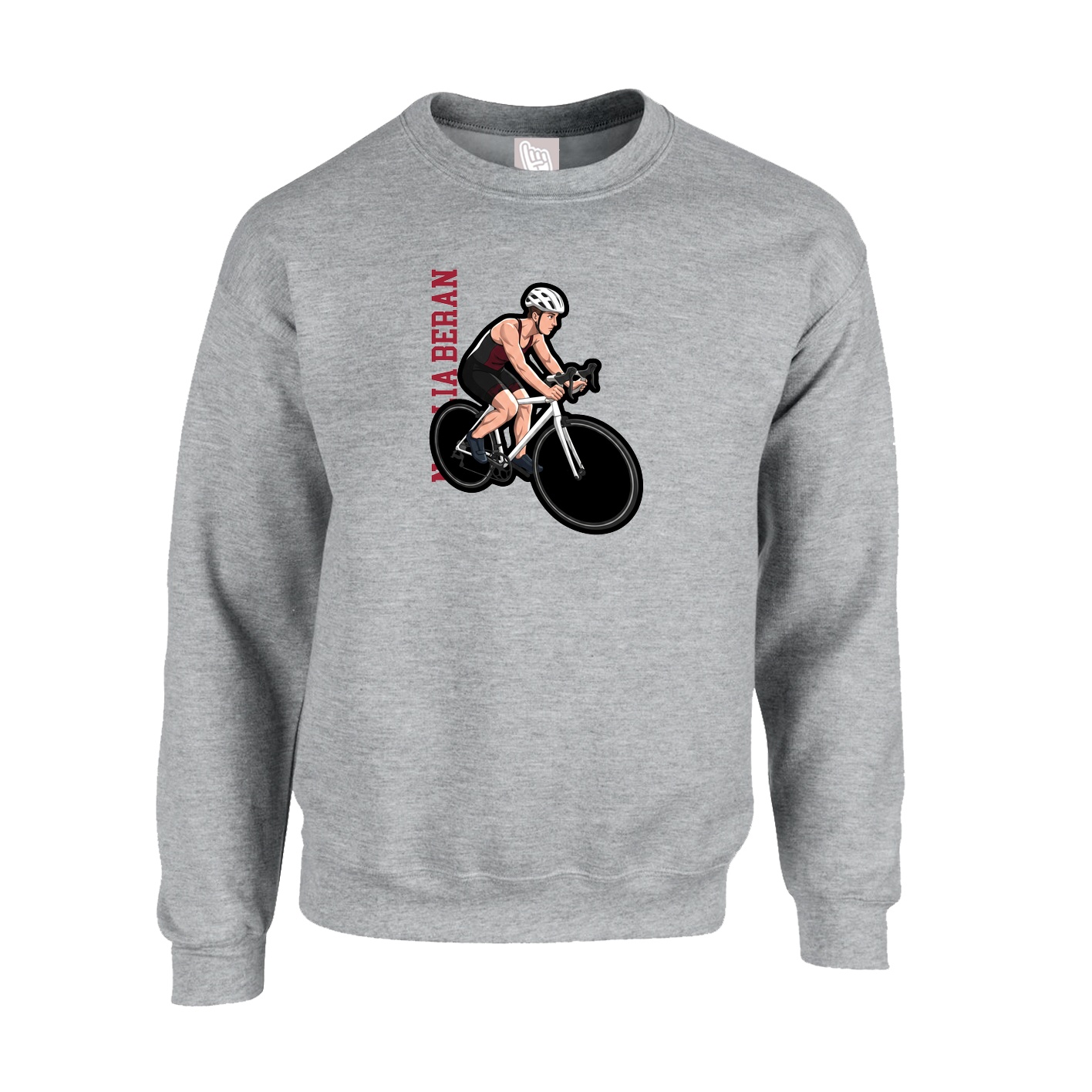 Fleece Crew — Name Vertical in Grey