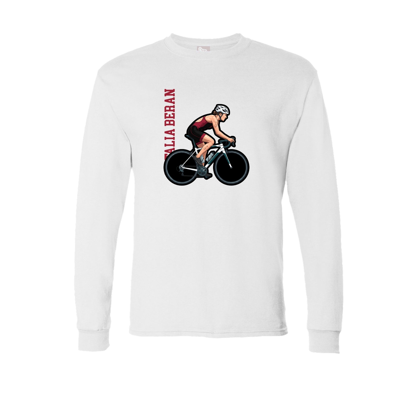 Long Sleeve Tee — Name Vertical in White