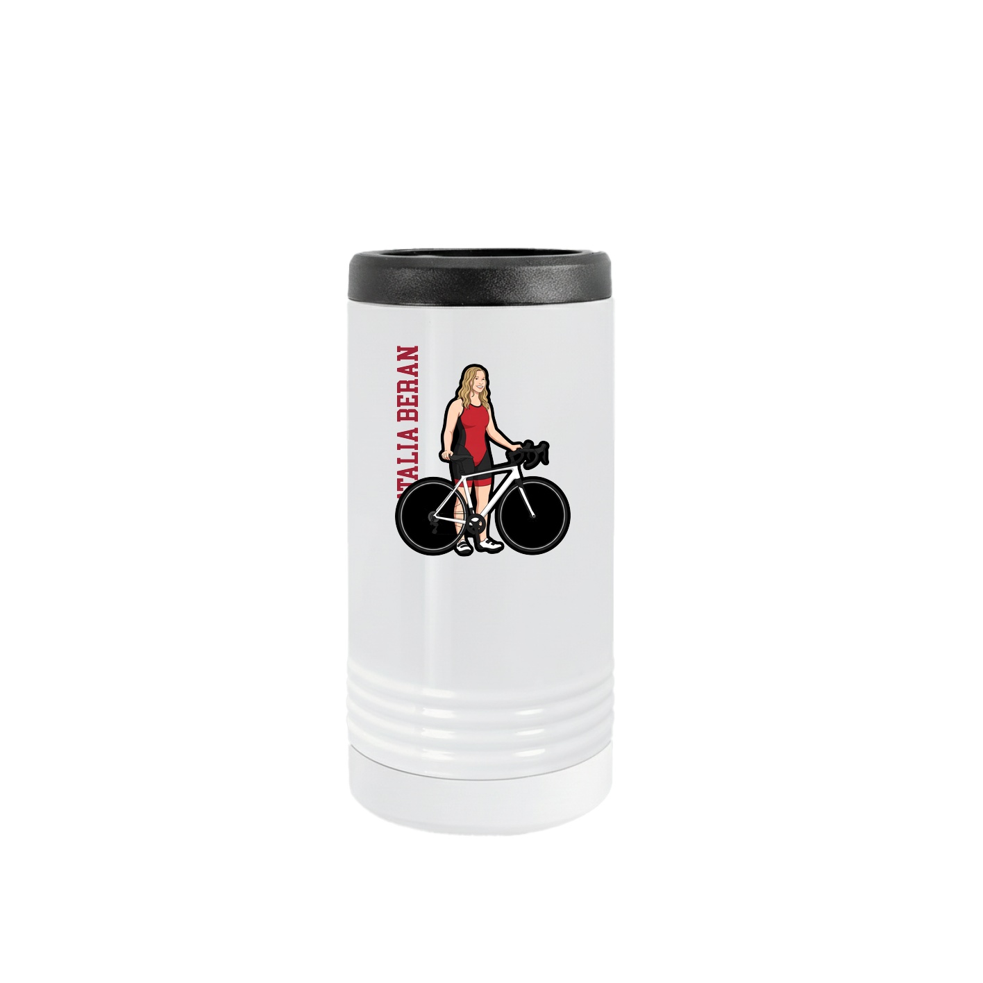 Slim Beverage Holder — Name Vertical in White