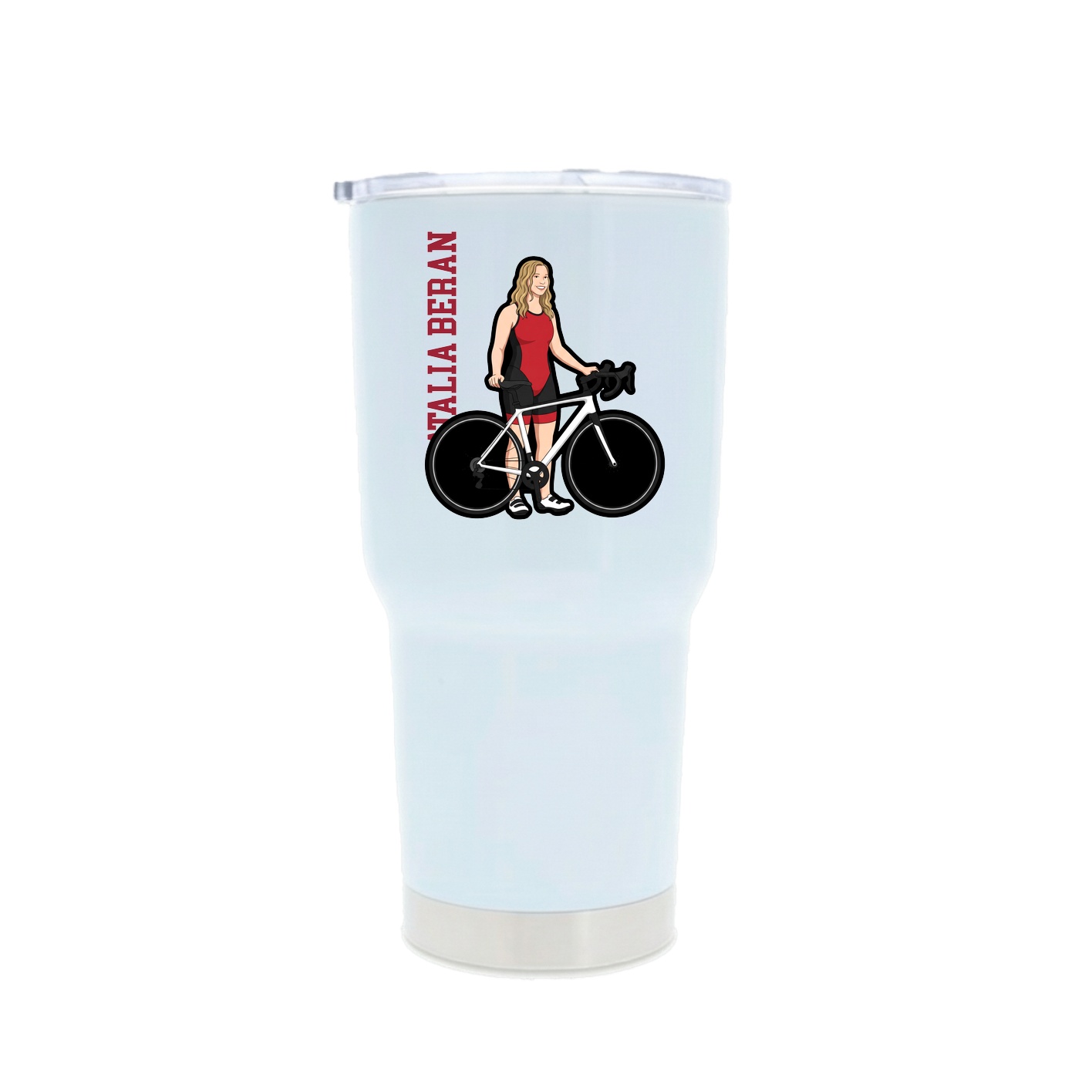 30oz Stainless Steel Tumbler — Name Vertical in White