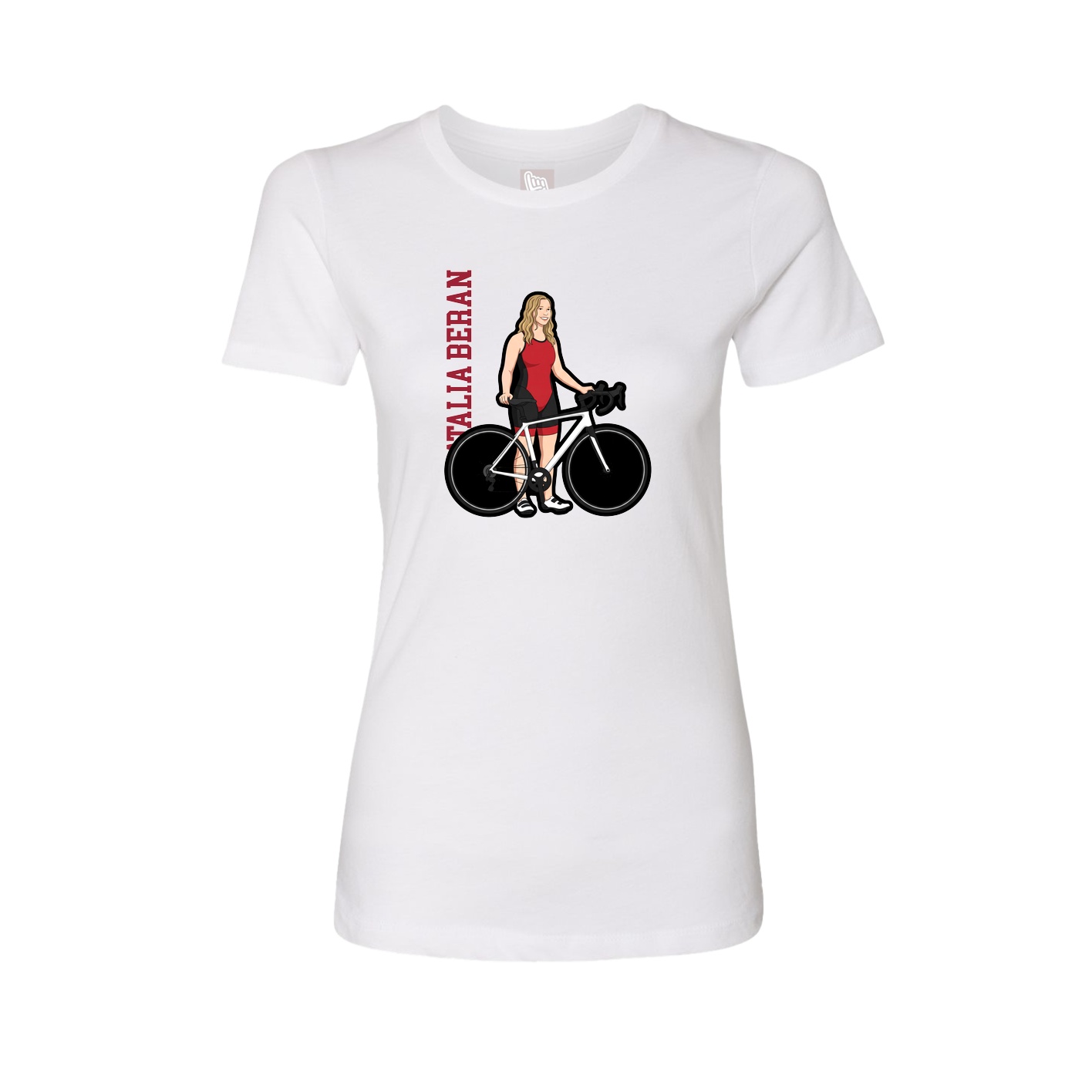 Womens Tee — Name Vertical in White