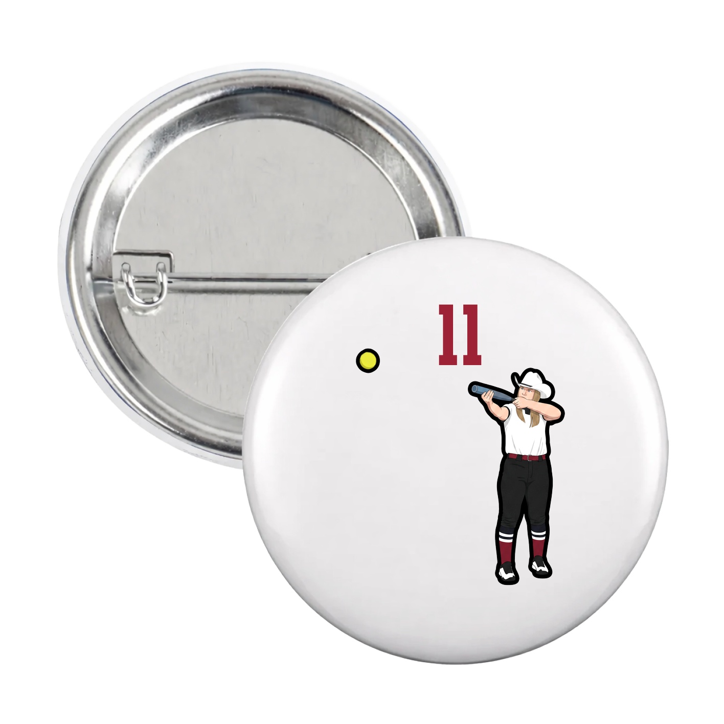 Game Day Button — Number Top in White