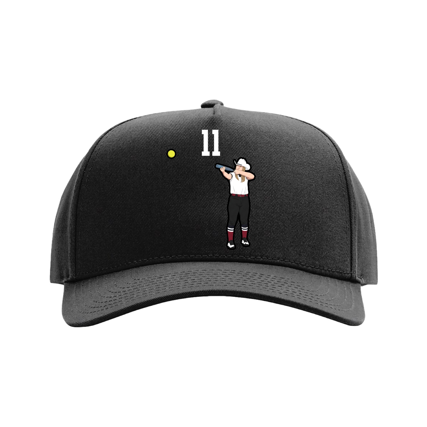 Full Fabric Five-Panel Champ Cap — Number Top in Black