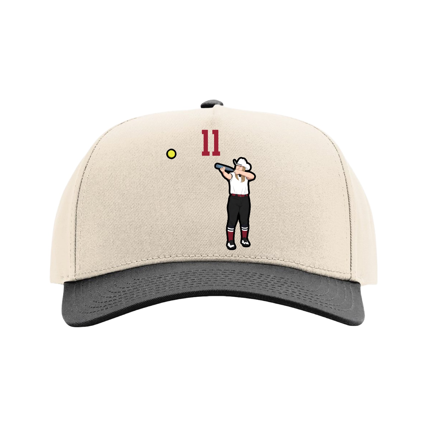 Full Fabric Five-Panel Champ Cap — Number Top in Cream/Black