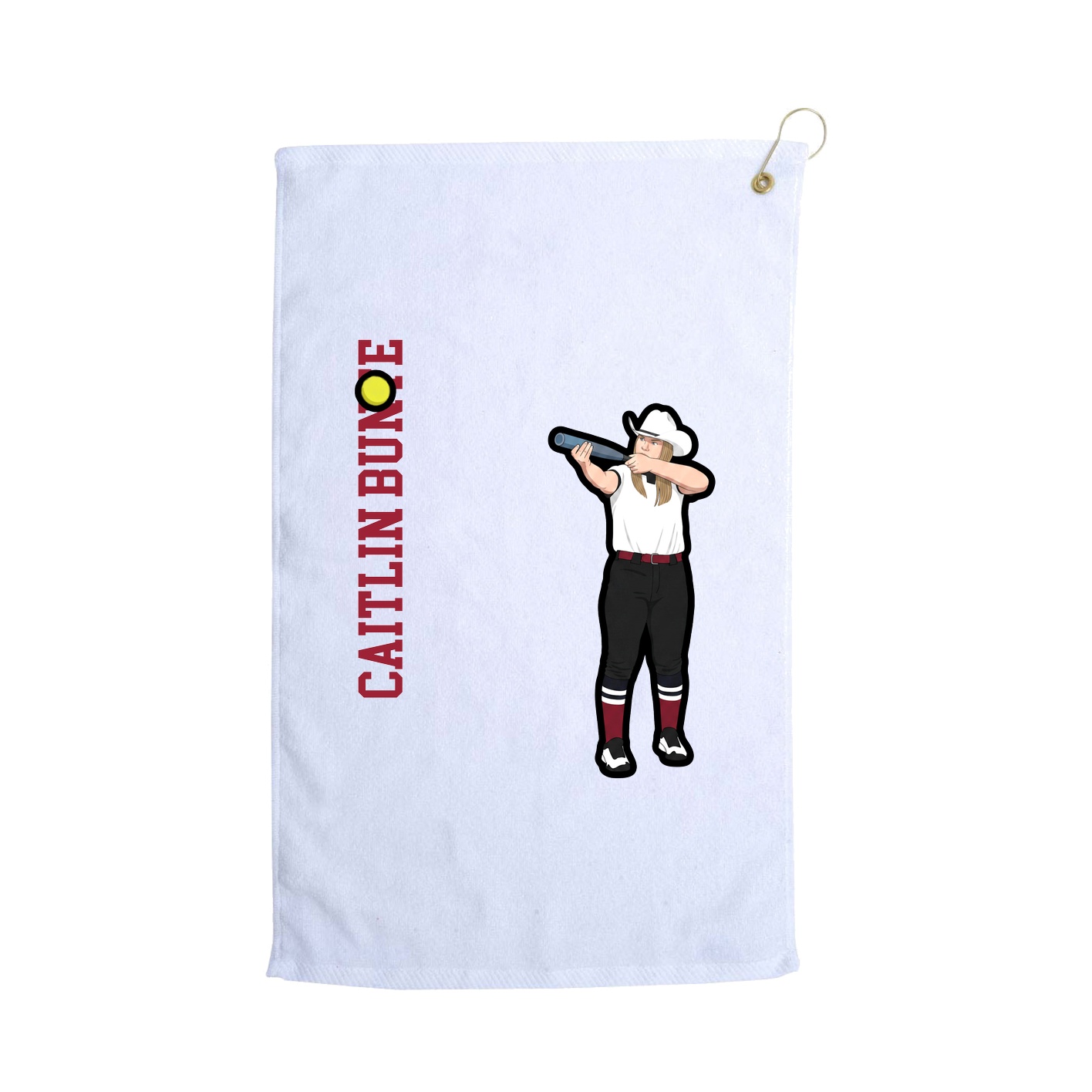 Golf Towel — Name Vertical in White
