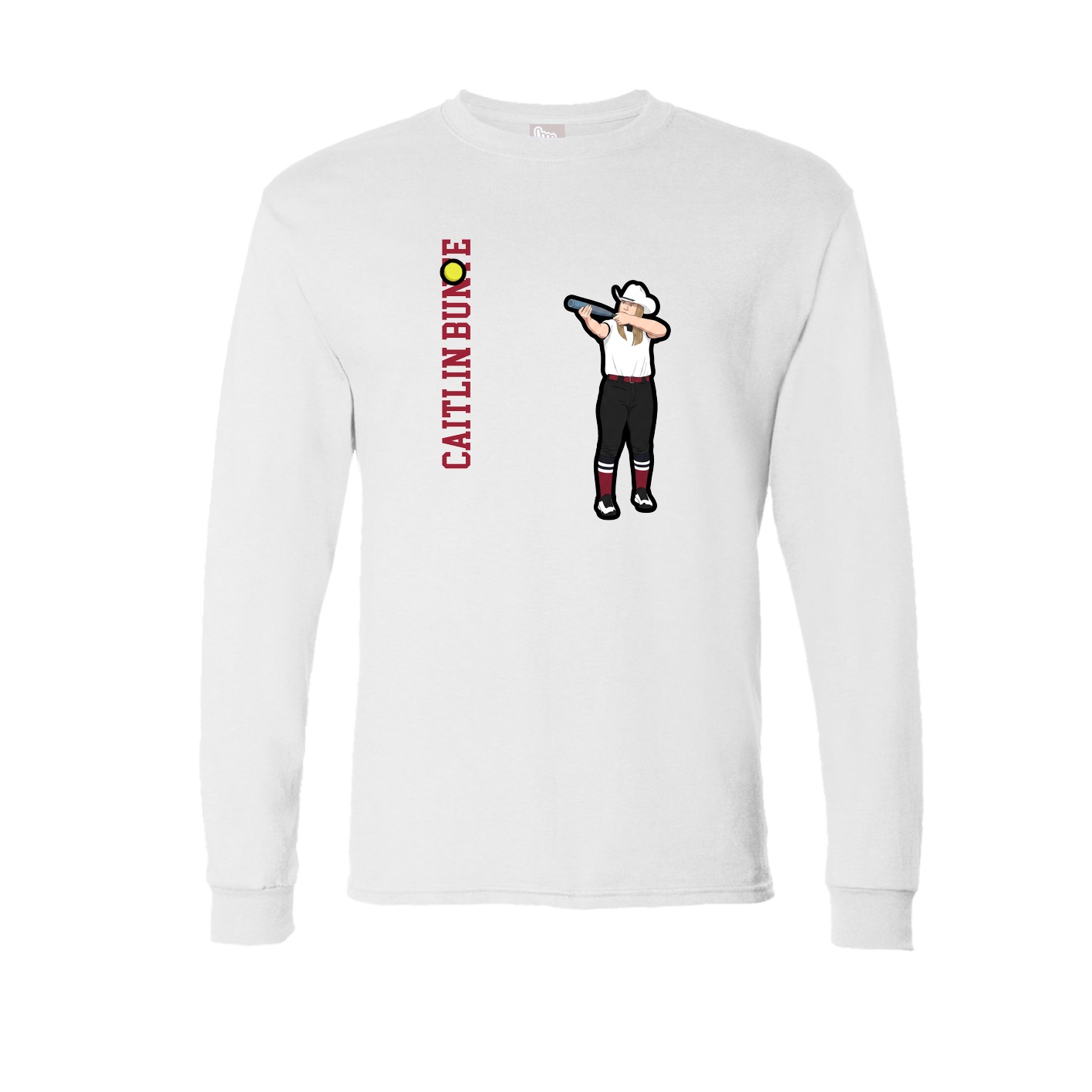 Long Sleeve Tee — Name Vertical in White