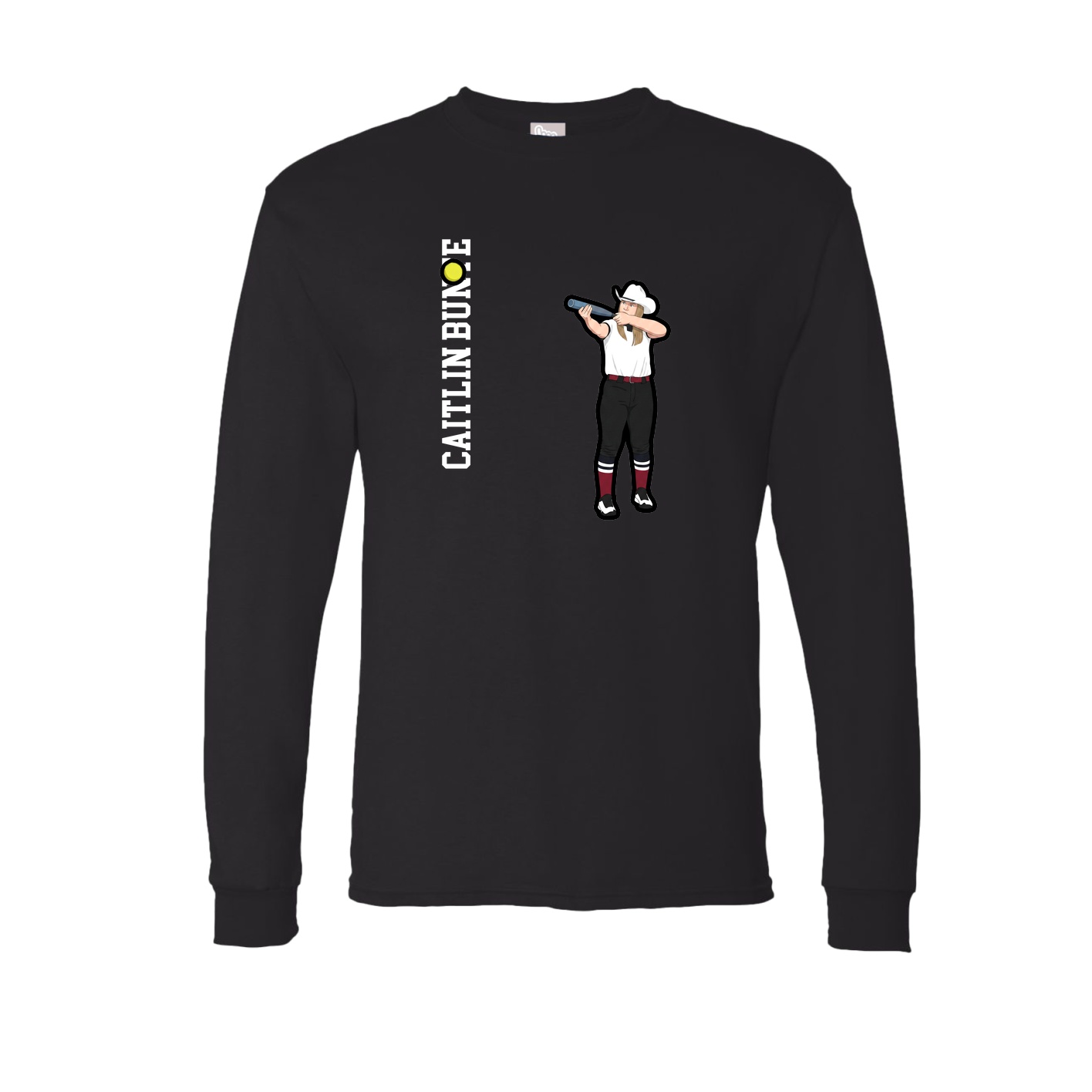 Long Sleeve Tee — Name Vertical in Black
