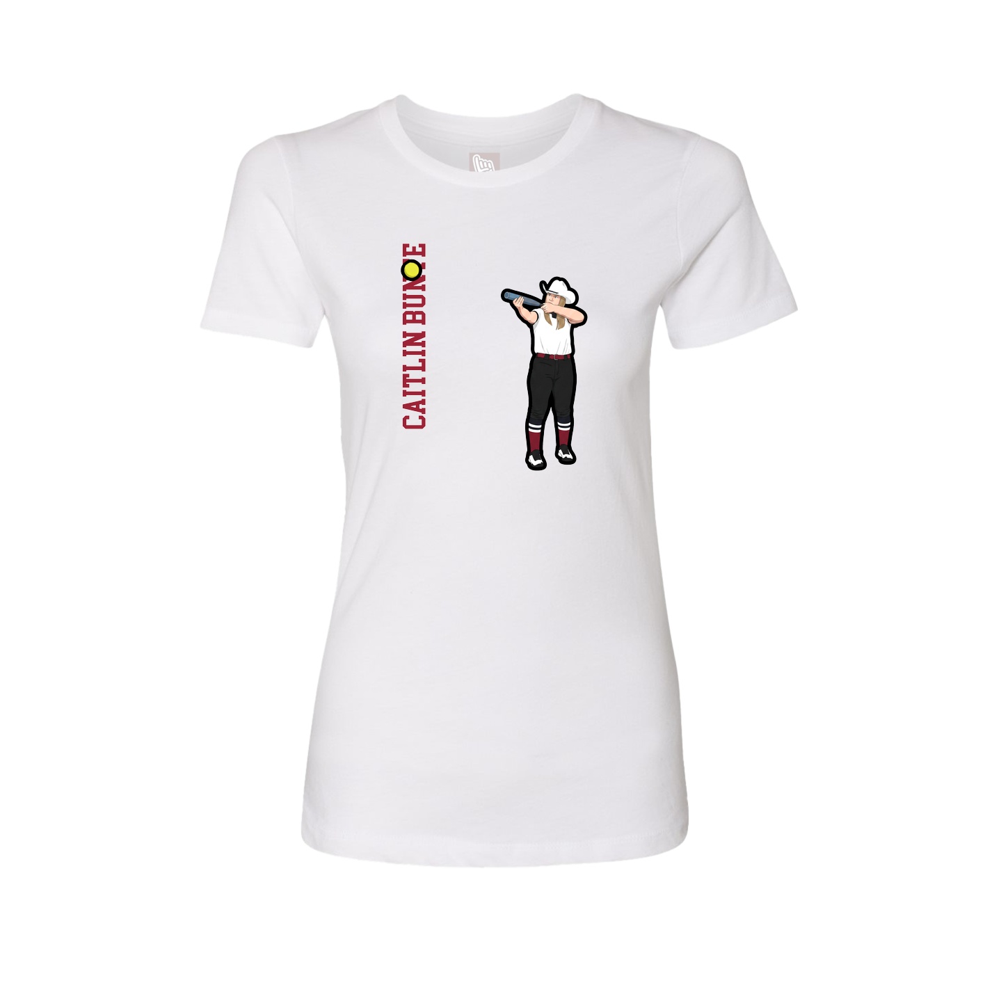 Womens Tee — Name Vertical in White